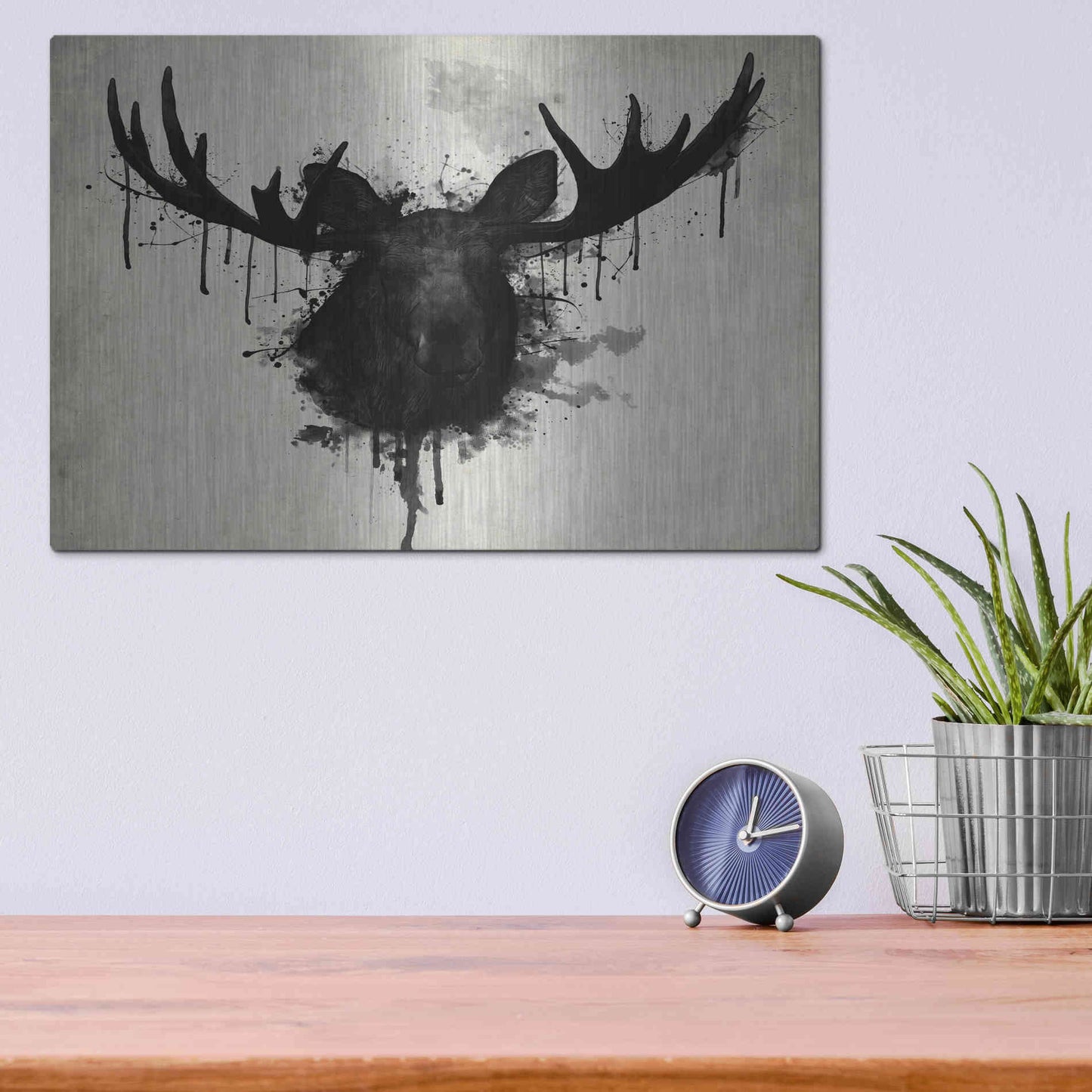 Luxe Metal Art 'Moose' by Nicklas Gustafsson, Metal Wall Art,16x12
