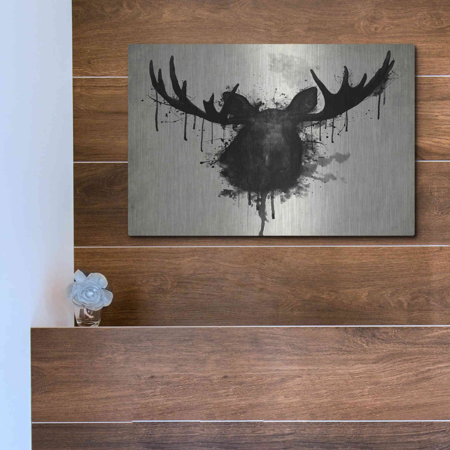 Luxe Metal Art 'Moose' by Nicklas Gustafsson, Metal Wall Art,16x12