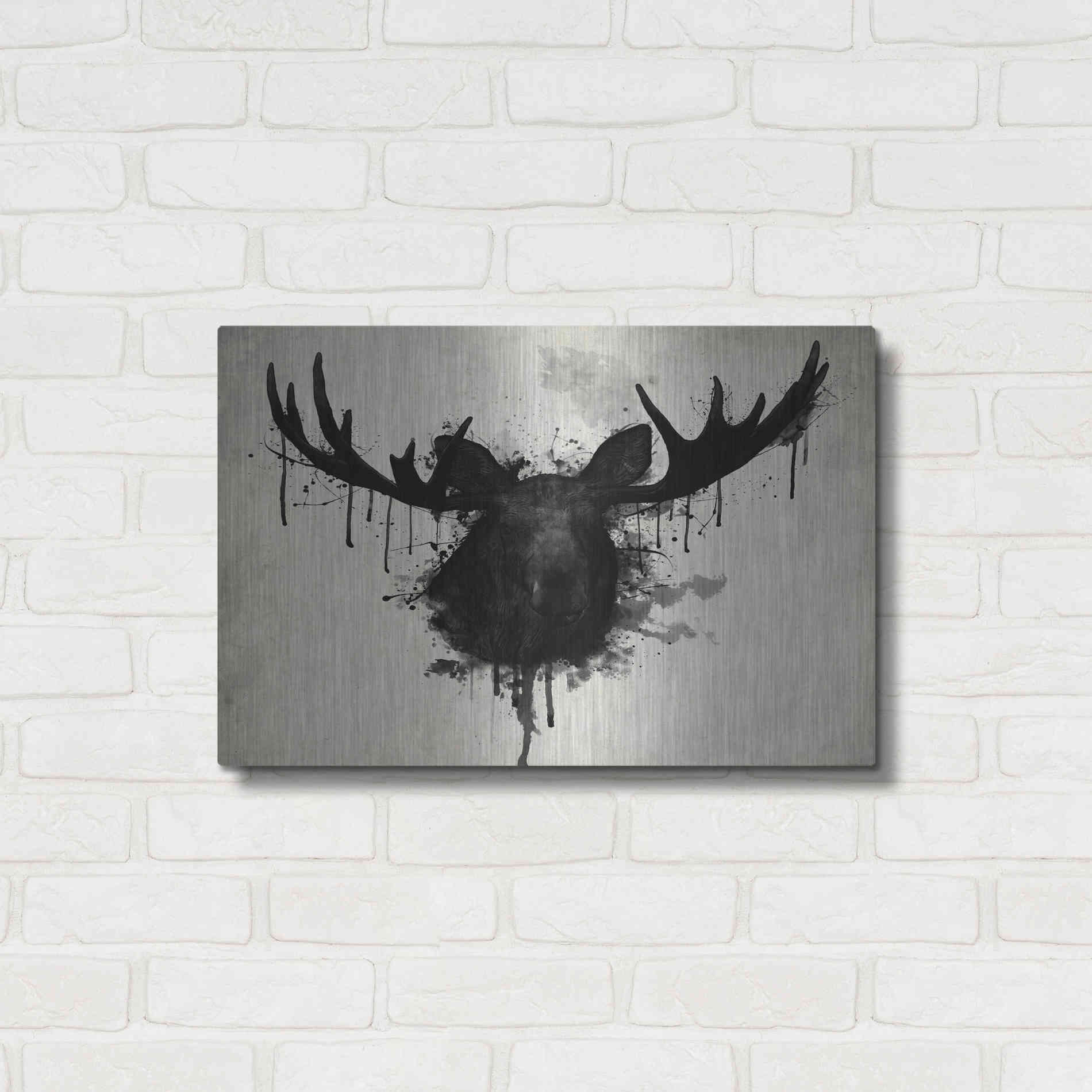 Luxe Metal Art 'Moose' by Nicklas Gustafsson, Metal Wall Art,24x16