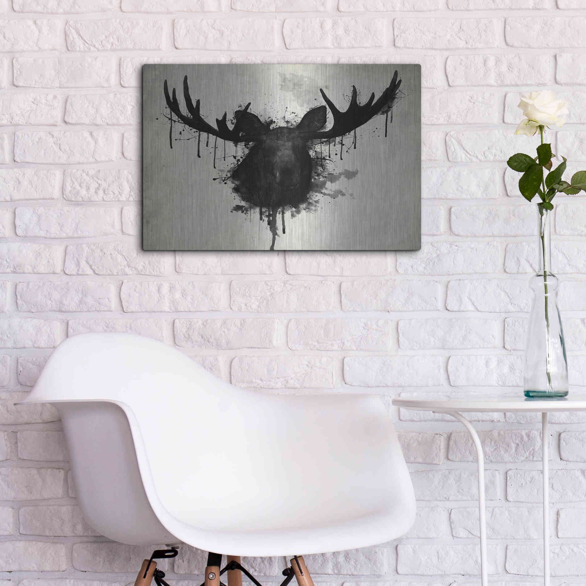 Luxe Metal Art 'Moose' by Nicklas Gustafsson, Metal Wall Art,24x16