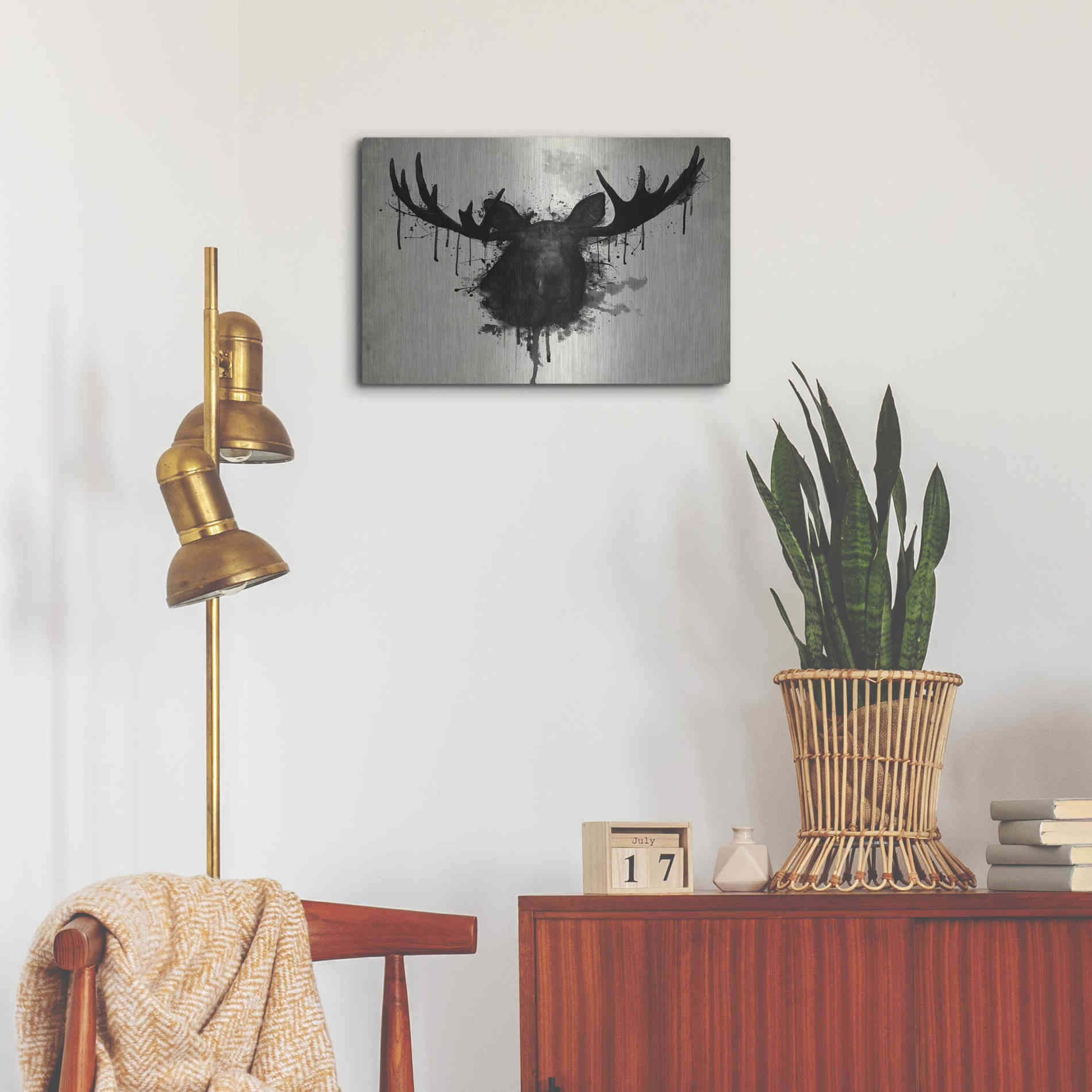 Luxe Metal Art 'Moose' by Nicklas Gustafsson, Metal Wall Art,24x16