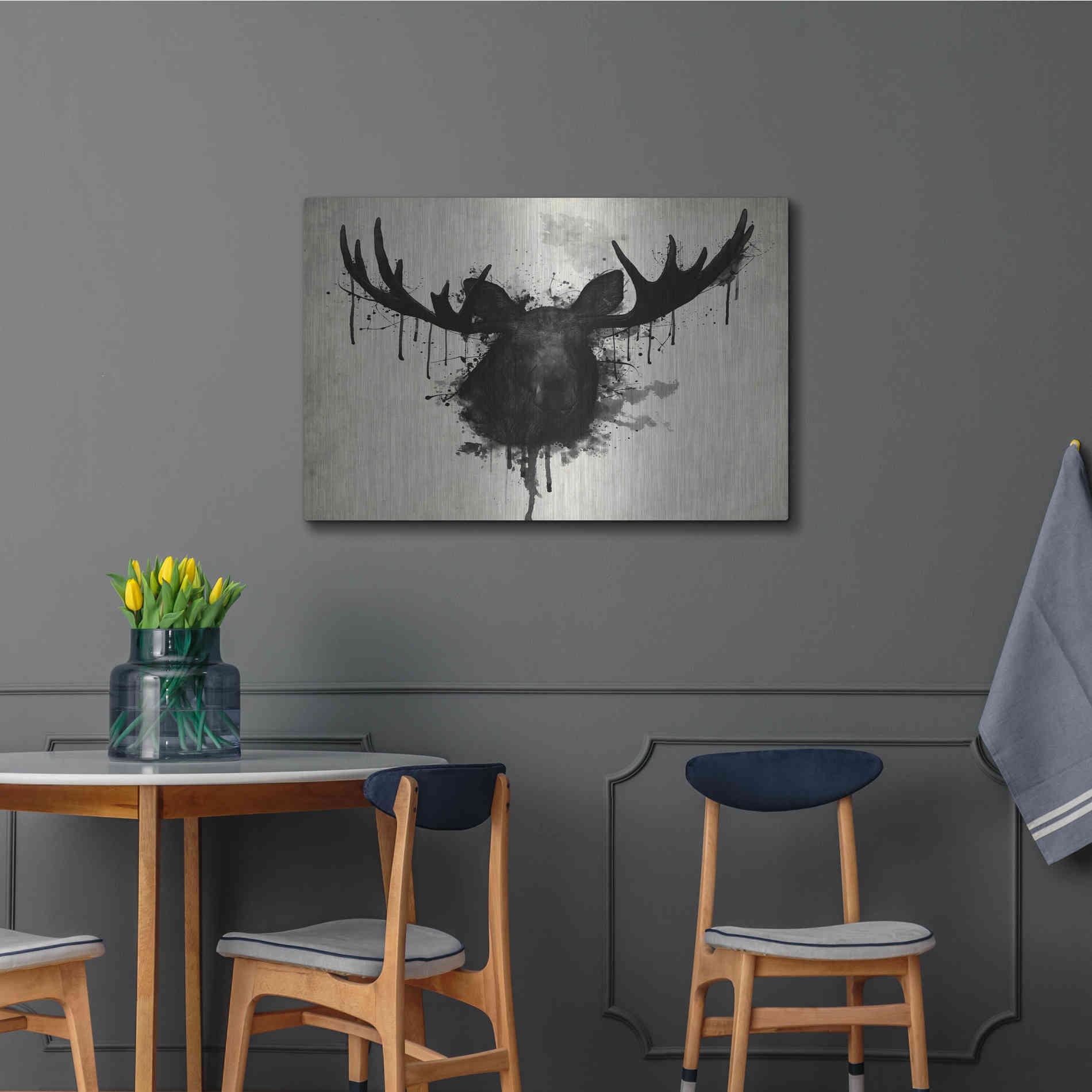 Luxe Metal Art 'Moose' by Nicklas Gustafsson, Metal Wall Art,36x24