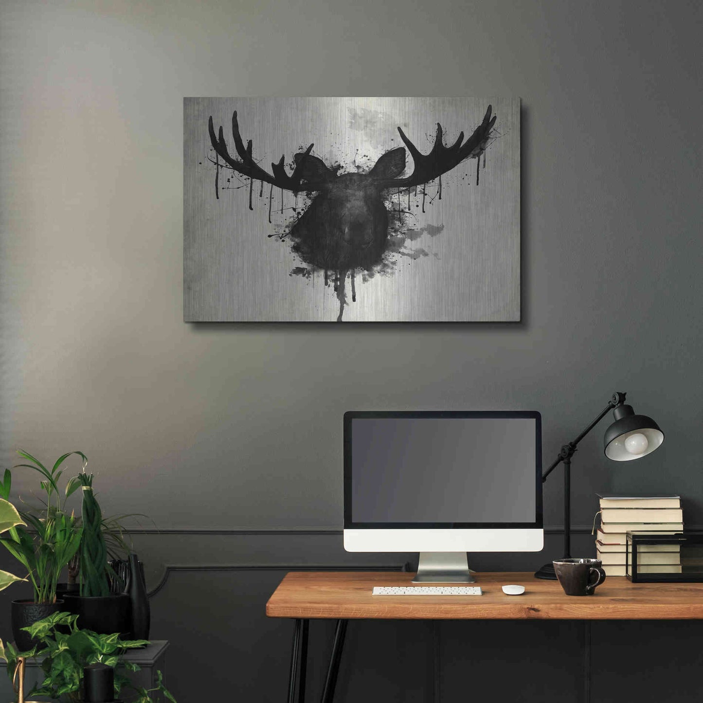 Luxe Metal Art 'Moose' by Nicklas Gustafsson, Metal Wall Art,36x24