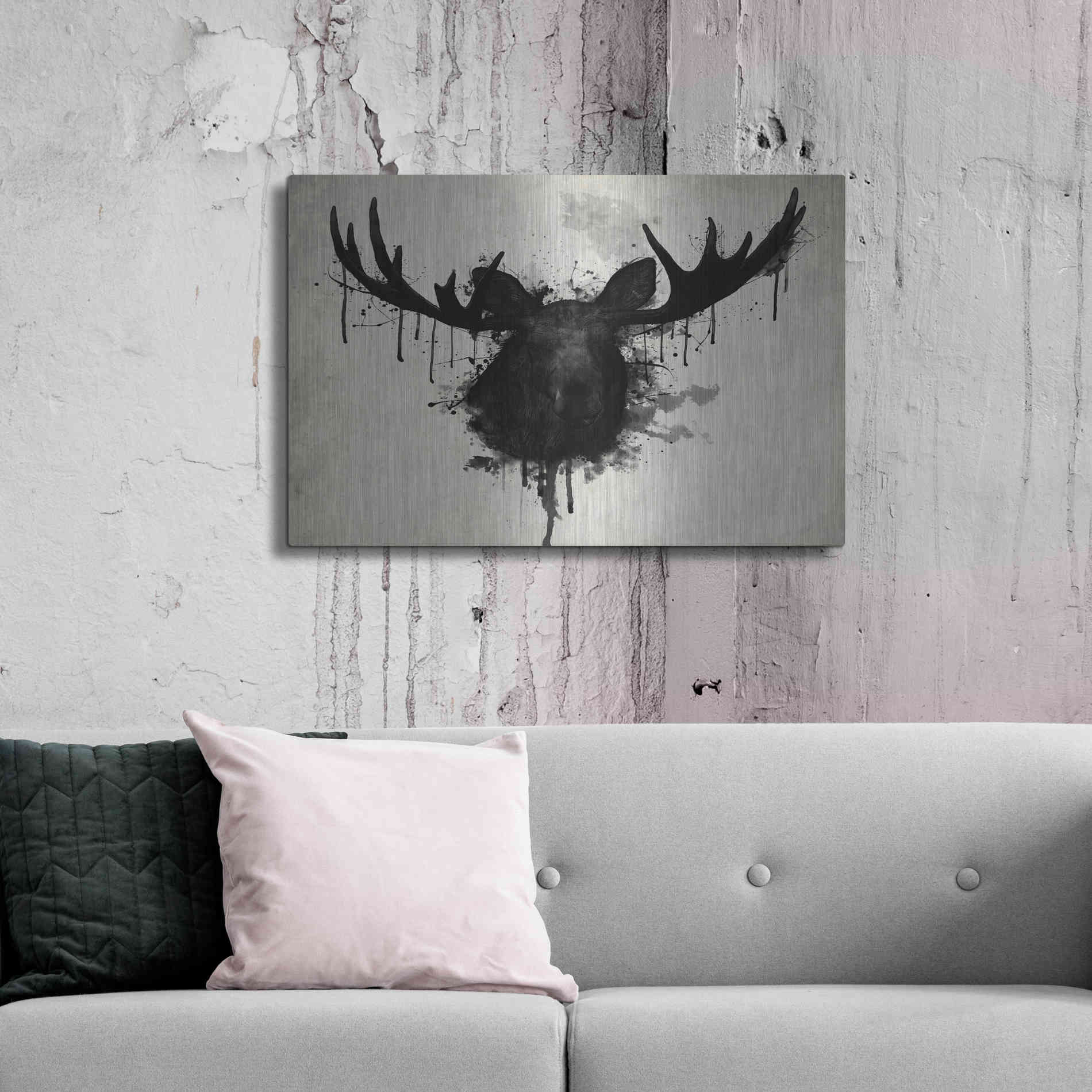 Luxe Metal Art 'Moose' by Nicklas Gustafsson, Metal Wall Art,36x24