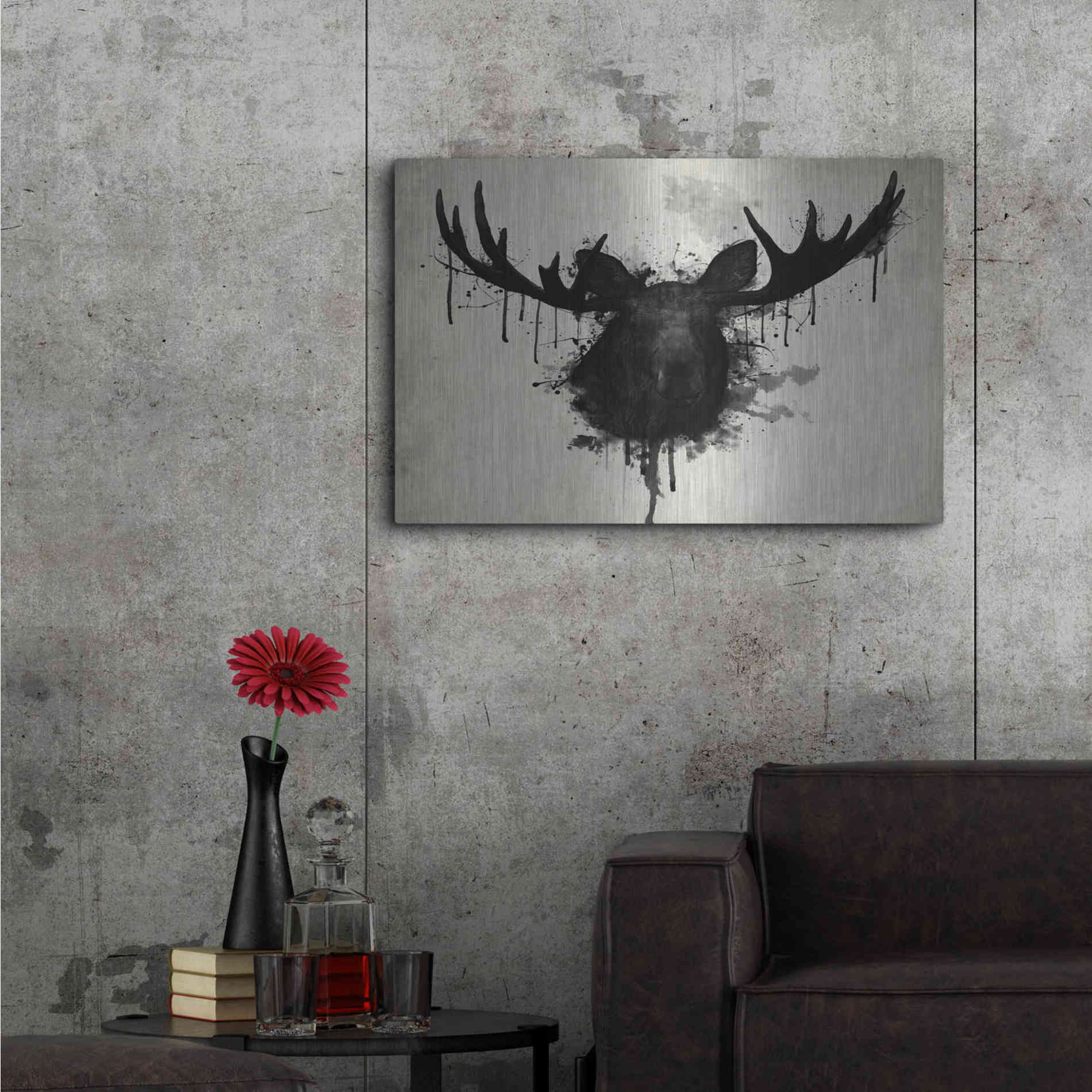 Luxe Metal Art 'Moose' by Nicklas Gustafsson, Metal Wall Art,36x24