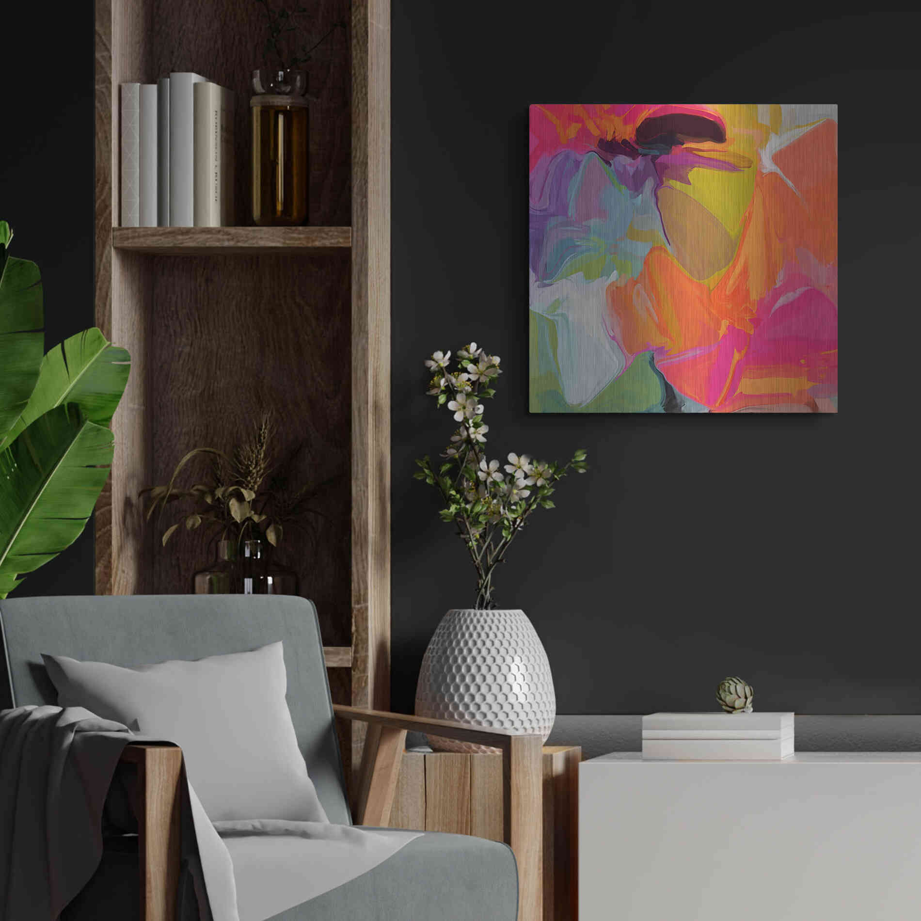 Luxe Metal Art 'Color Vibrations 2' by Irena Orlov, Metal Wall Art,24x24