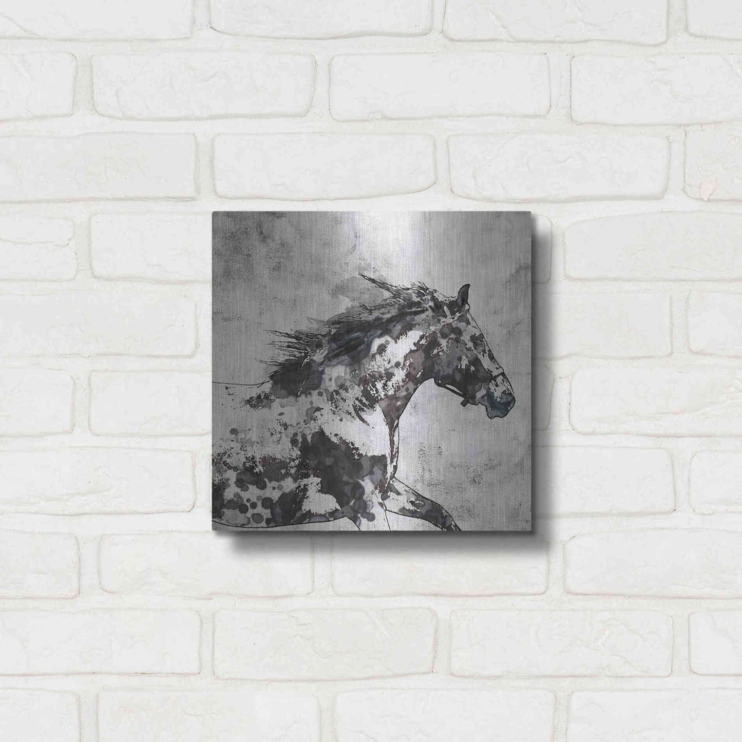 Luxe Metal Art 'Bay Horse 4' by Irena Orlov, Metal Wall Art,12x12