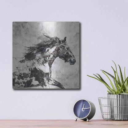 Luxe Metal Art 'Bay Horse 4' by Irena Orlov, Metal Wall Art,12x12