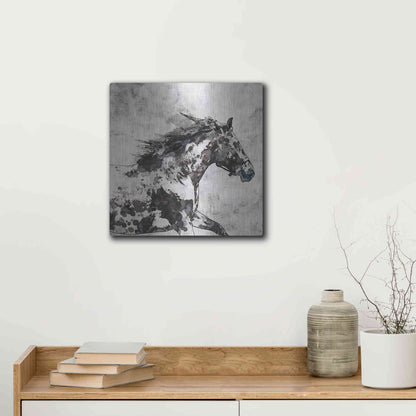 Luxe Metal Art 'Bay Horse 4' by Irena Orlov, Metal Wall Art,12x12