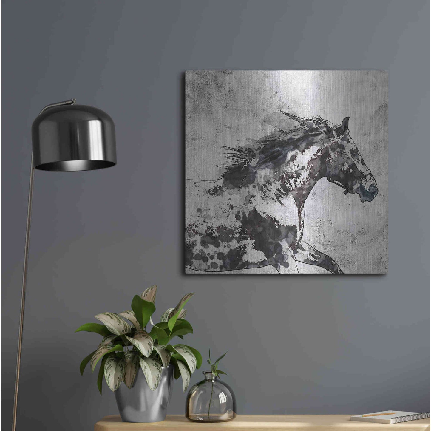 Luxe Metal Art 'Bay Horse 4' by Irena Orlov, Metal Wall Art,24x24