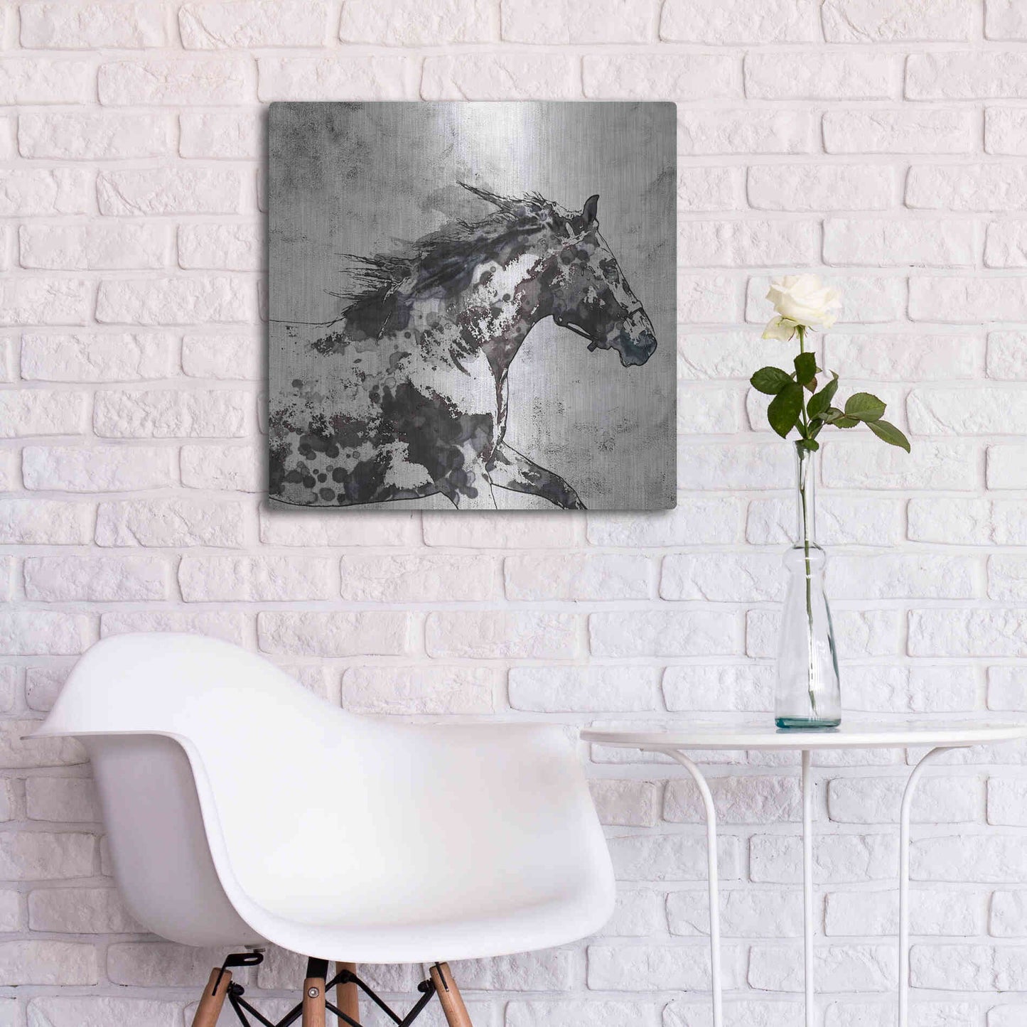 Luxe Metal Art 'Bay Horse 4' by Irena Orlov, Metal Wall Art,24x24