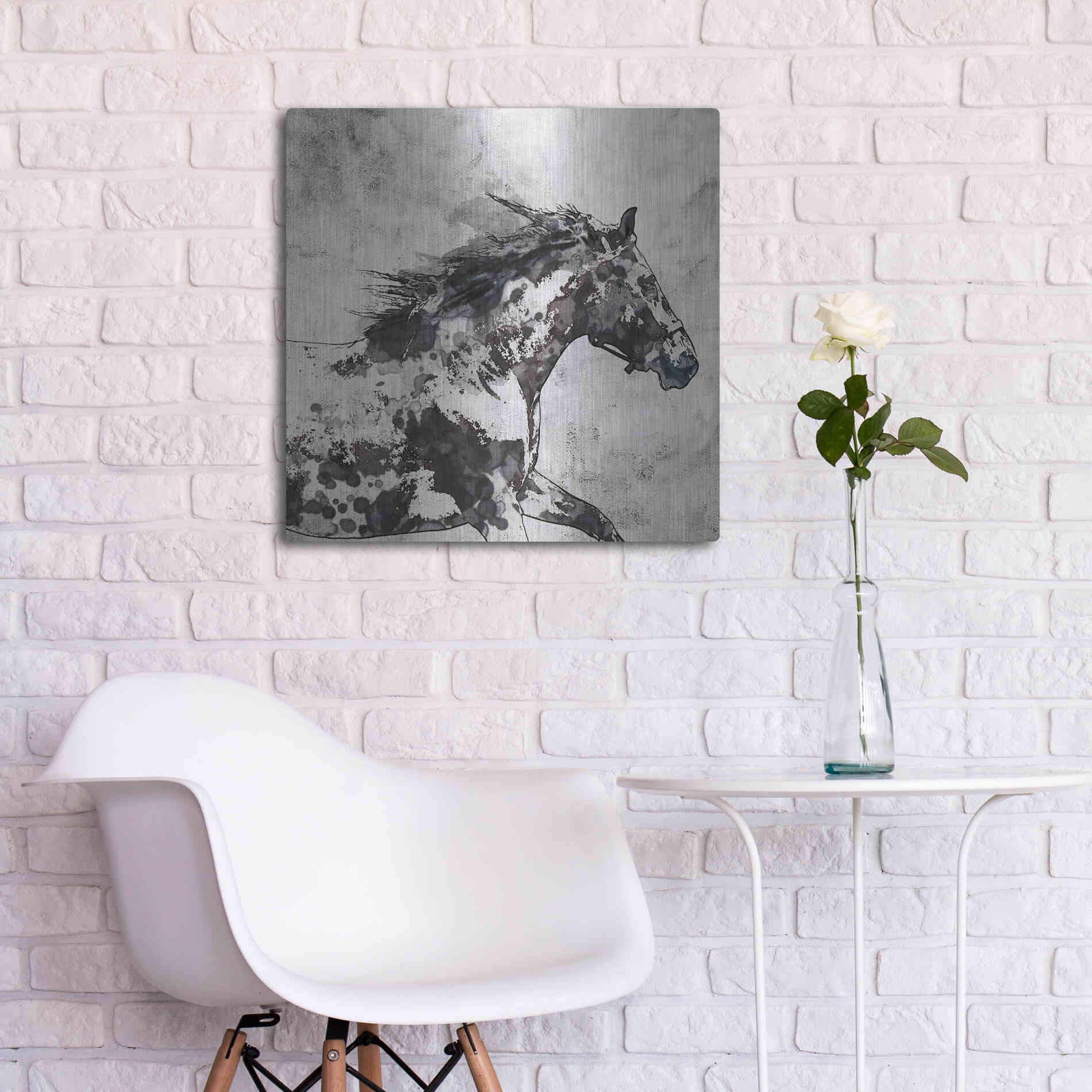 Luxe Metal Art 'Bay Horse 4' by Irena Orlov, Metal Wall Art,24x24