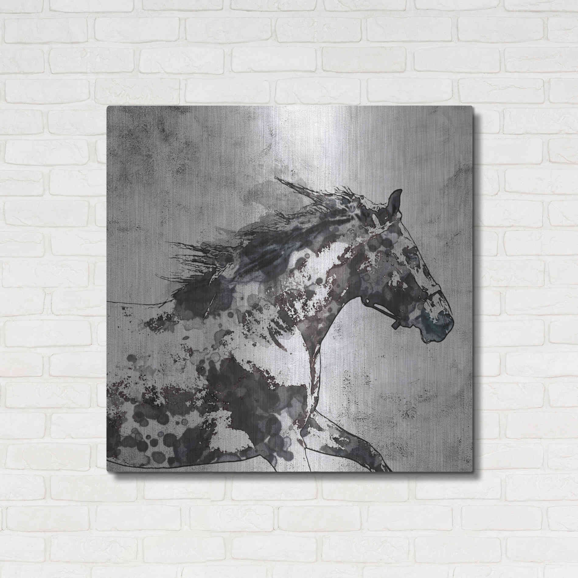 Luxe Metal Art 'Bay Horse 4' by Irena Orlov, Metal Wall Art,36x36