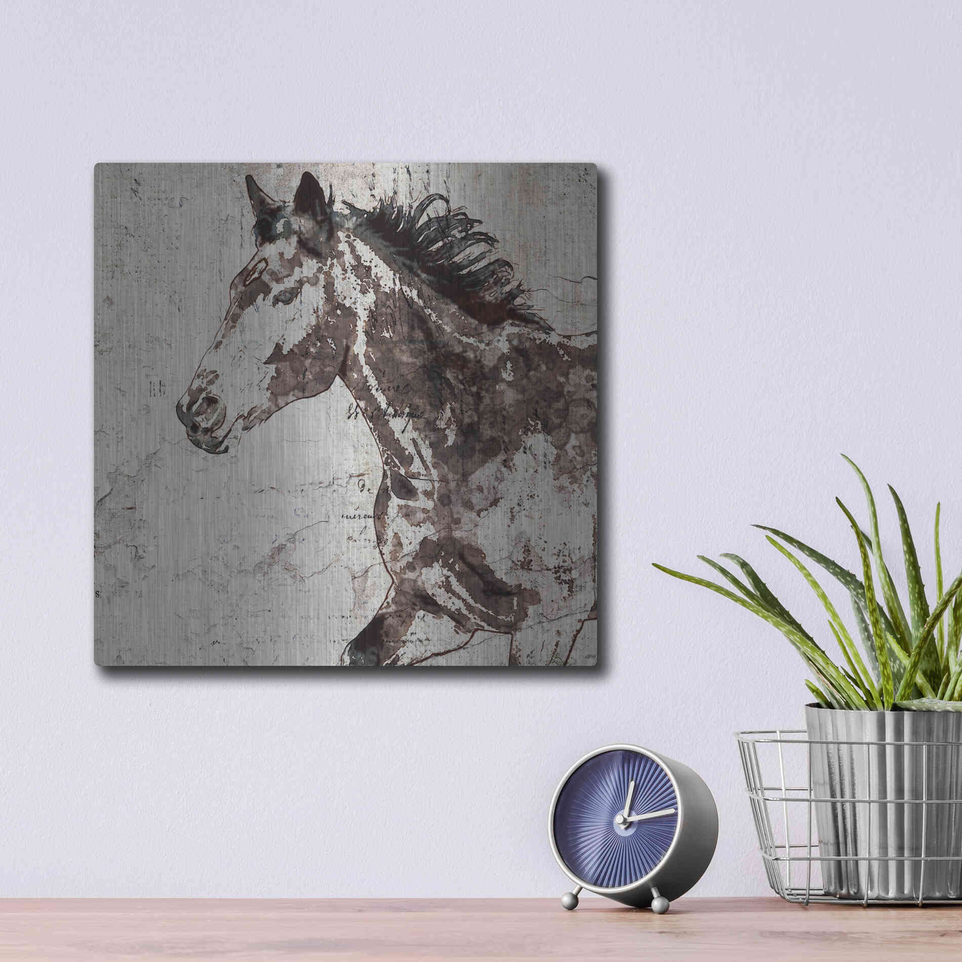 Luxe Metal Art 'Galloping Horse 2' by Irena Orlov, Metal Wall Art,12x12