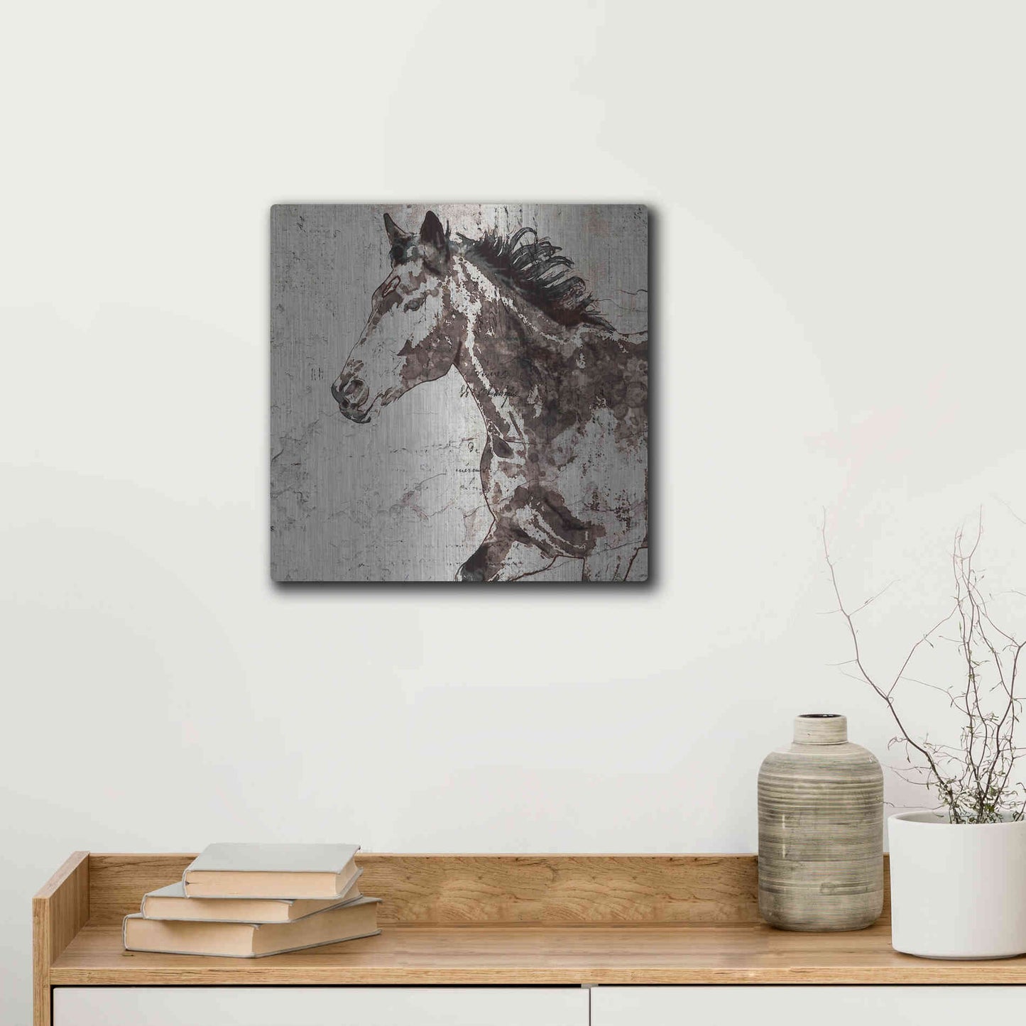 Luxe Metal Art 'Galloping Horse 2' by Irena Orlov, Metal Wall Art,12x12