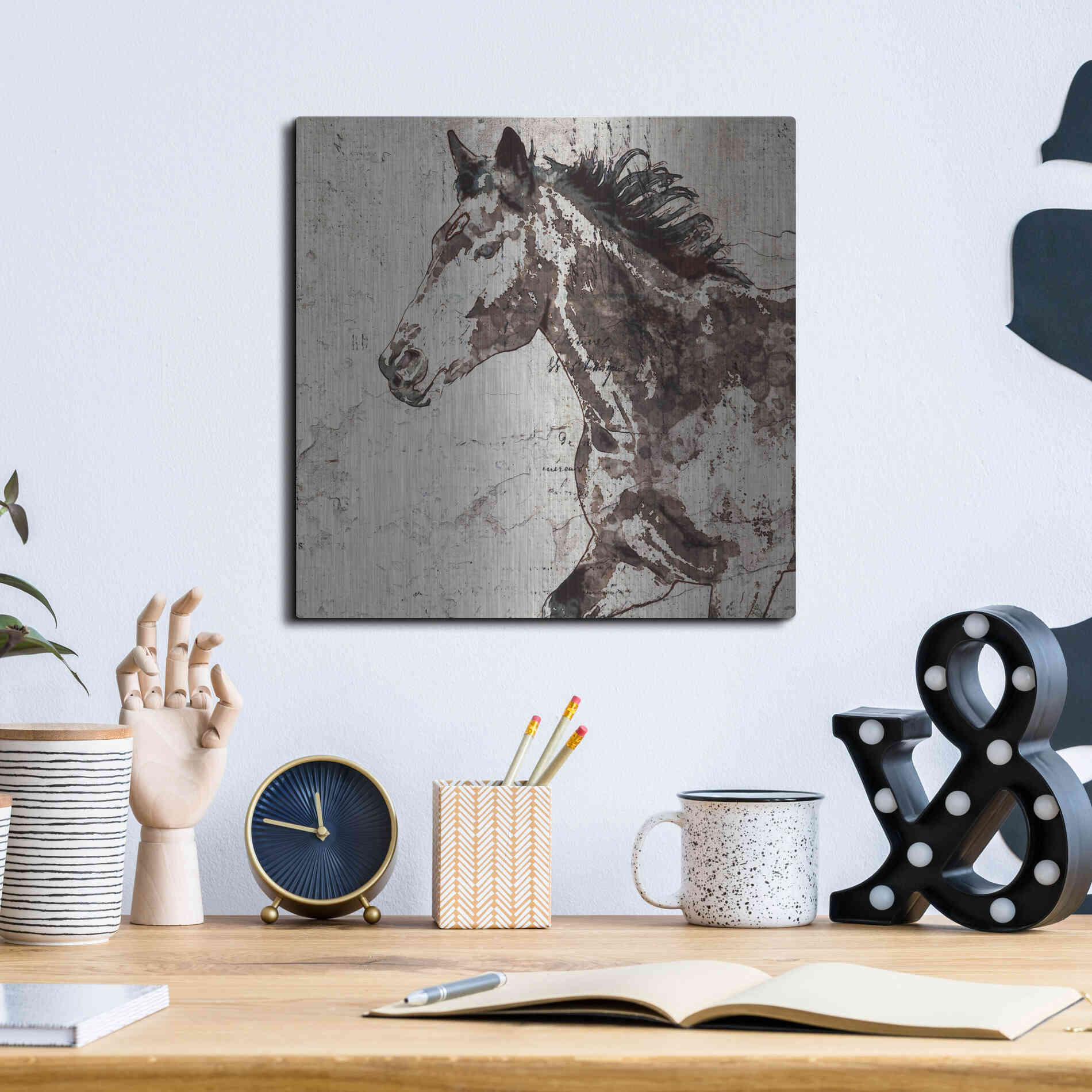 Luxe Metal Art 'Galloping Horse 2' by Irena Orlov, Metal Wall Art,12x12