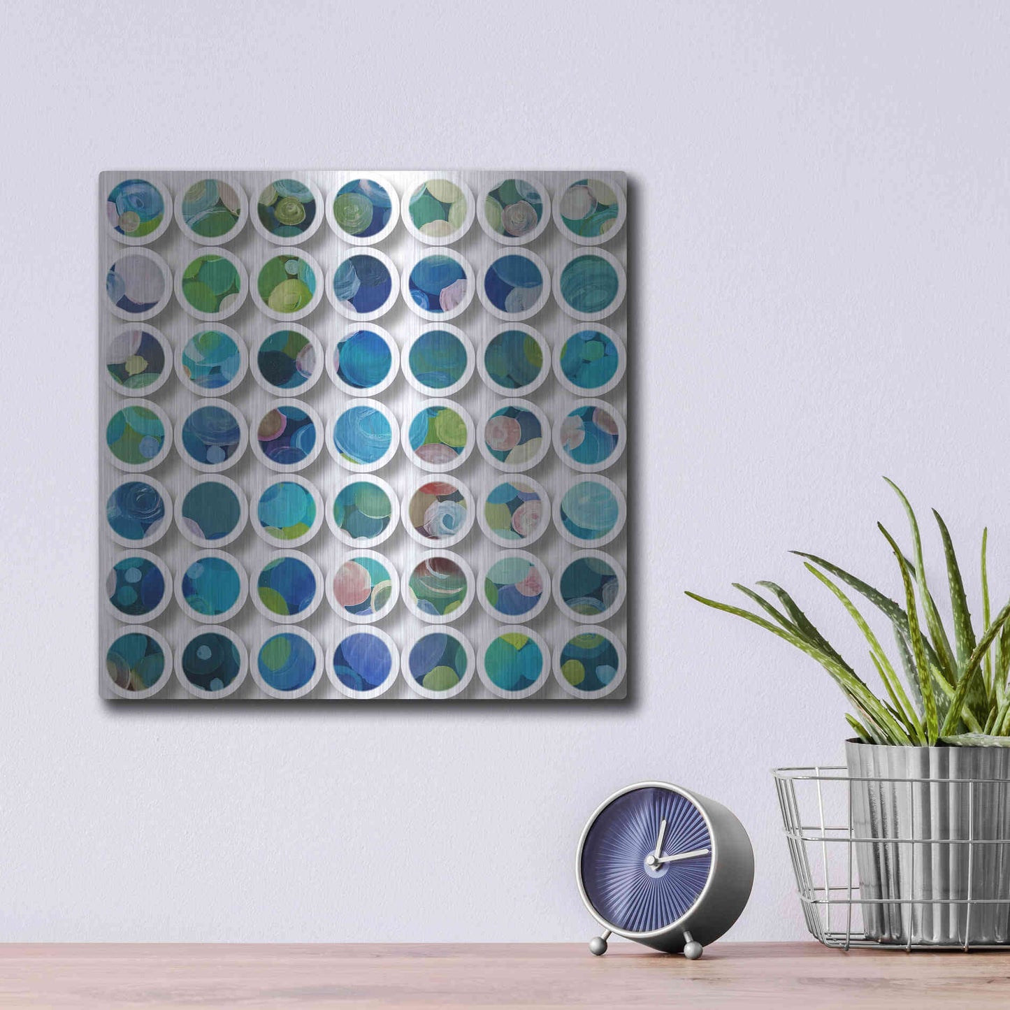 Luxe Metal Art 'Industrial Mixed Media Circles' by Irena Orlov, Metal Wall Art,12x12