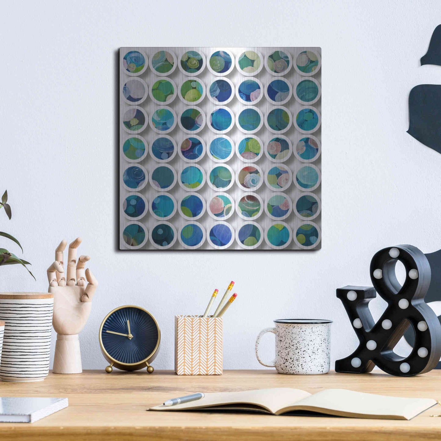 Luxe Metal Art 'Industrial Mixed Media Circles' by Irena Orlov, Metal Wall Art,12x12