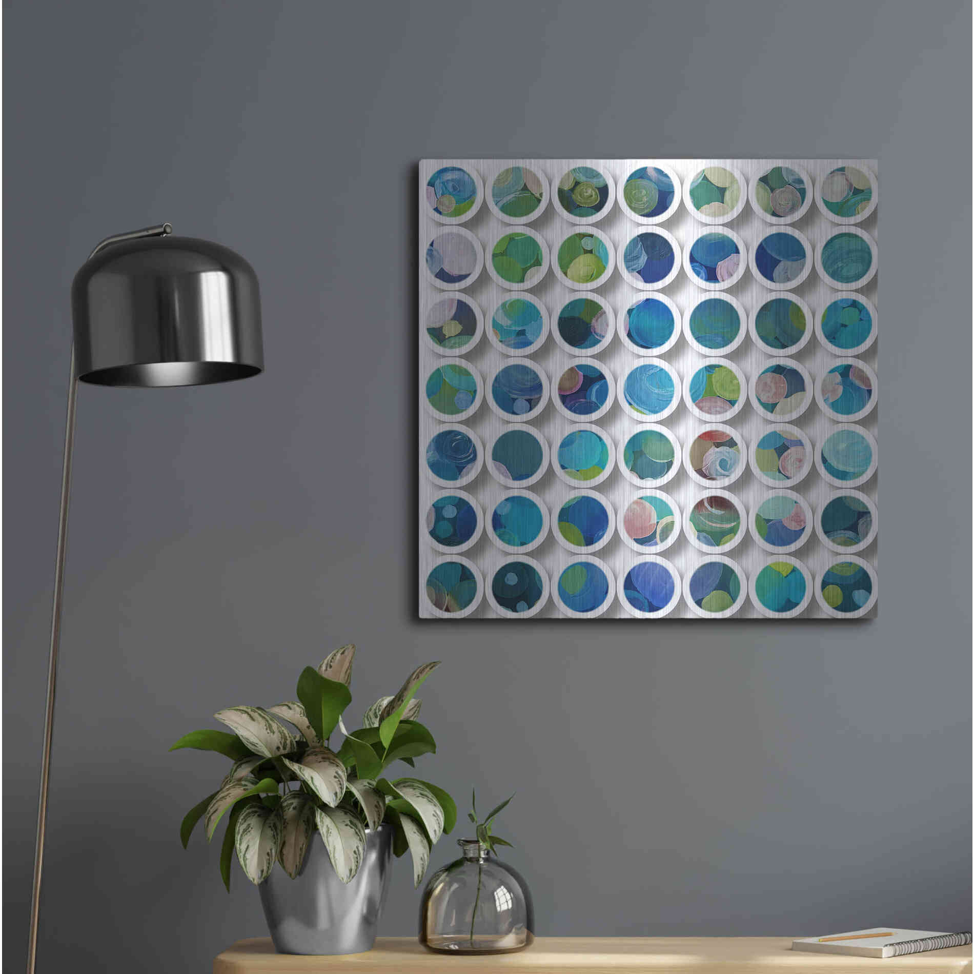 Luxe Metal Art 'Industrial Mixed Media Circles' by Irena Orlov, Metal Wall Art,24x24