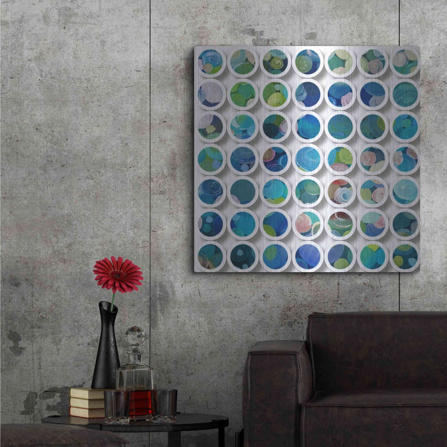 Luxe Metal Art 'Industrial Mixed Media Circles' by Irena Orlov, Metal Wall Art,36x36