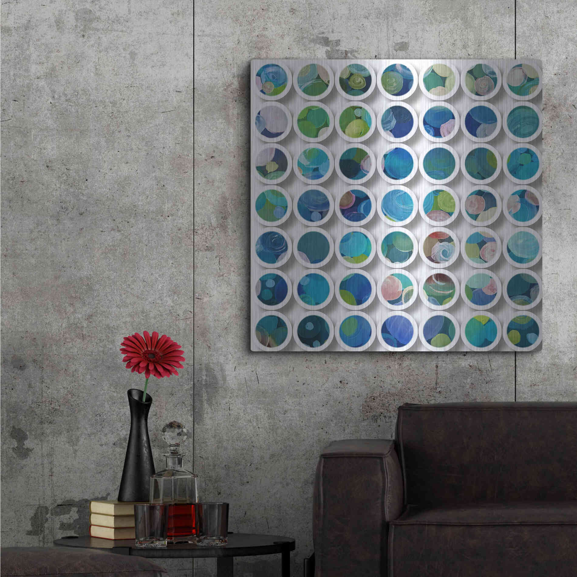 Luxe Metal Art 'Industrial Mixed Media Circles' by Irena Orlov, Metal Wall Art,36x36