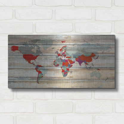 Luxe Metal Art 'World Map IV' by Irena Orlov, Metal Wall Art,24x12