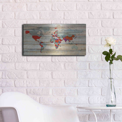 Luxe Metal Art 'World Map IV' by Irena Orlov, Metal Wall Art,24x12