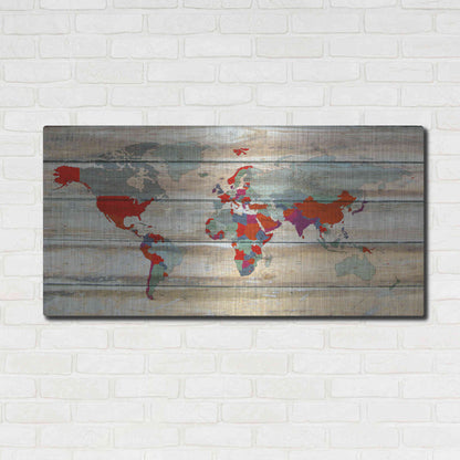 Luxe Metal Art 'World Map IV' by Irena Orlov, Metal Wall Art,48x24