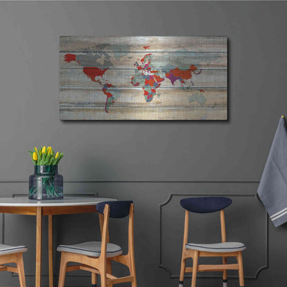 Luxe Metal Art 'World Map IV' by Irena Orlov, Metal Wall Art,48x24