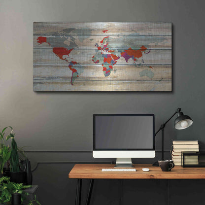 Luxe Metal Art 'World Map IV' by Irena Orlov, Metal Wall Art,48x24