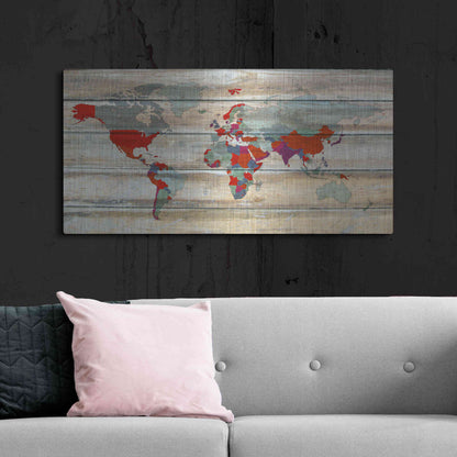 Luxe Metal Art 'World Map IV' by Irena Orlov, Metal Wall Art,48x24