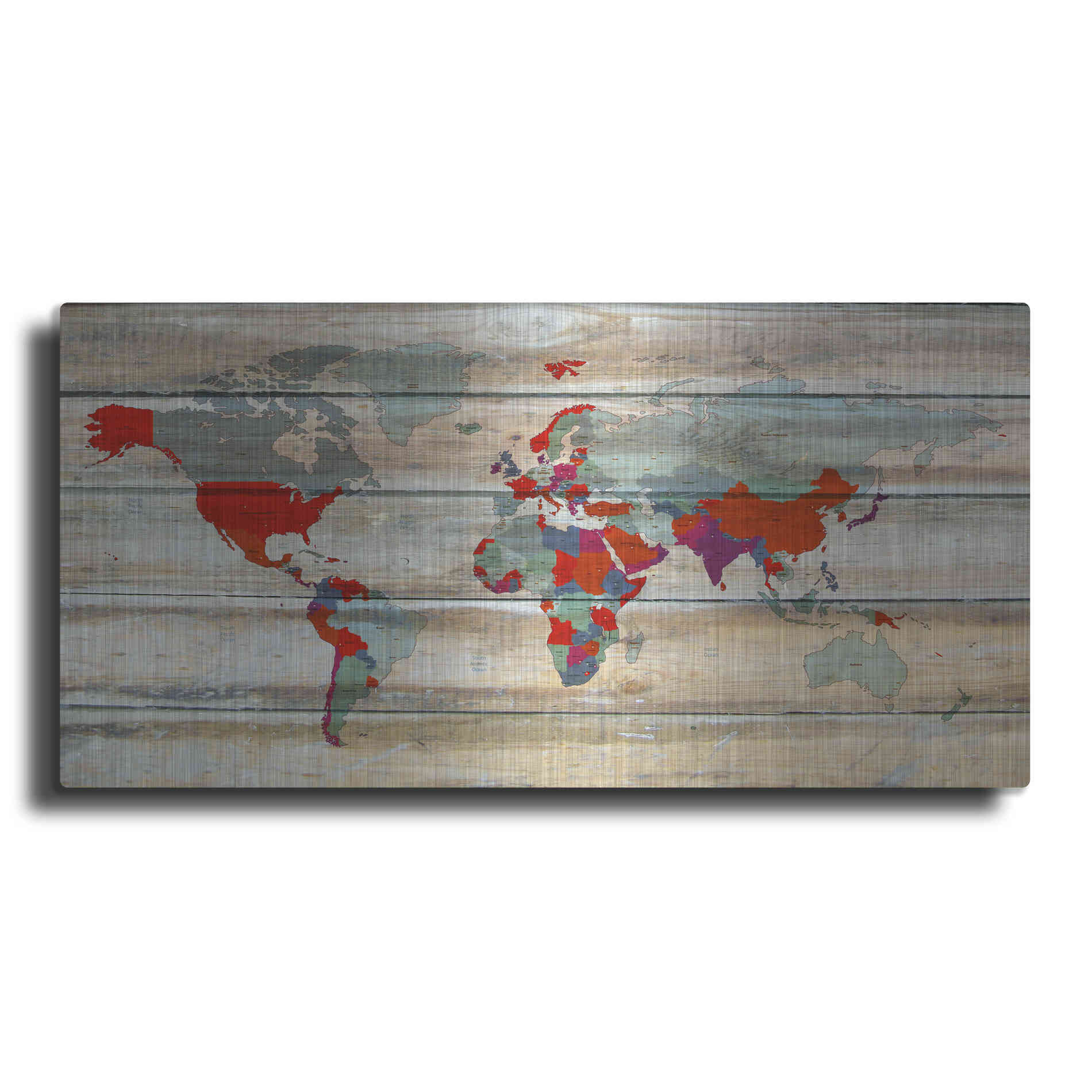 Luxe Metal Art 'World Map IV' by Irena Orlov, Metal Wall Art