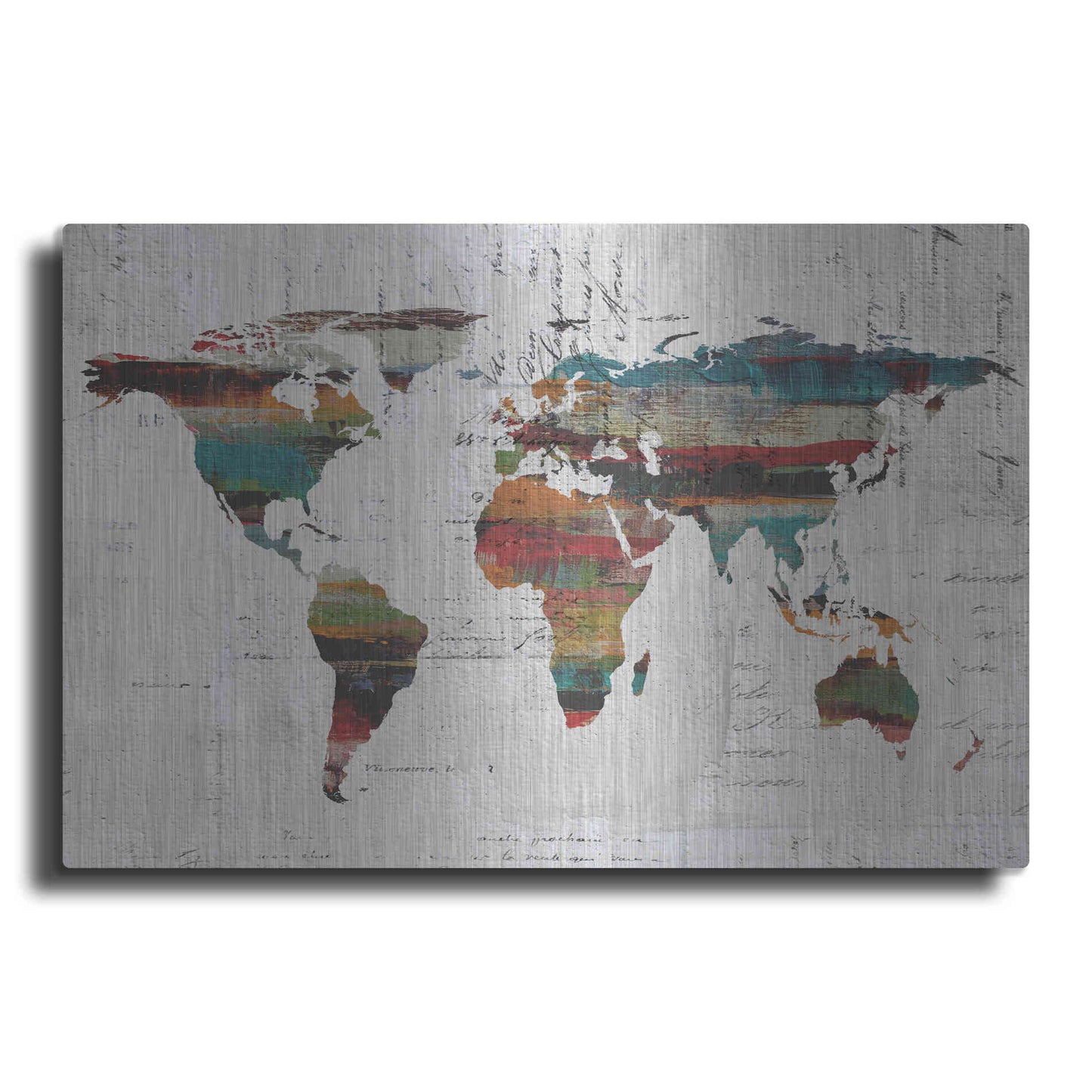 Luxe Metal Art 'Painted World Map IV' by Irena Orlov, Metal Wall Art