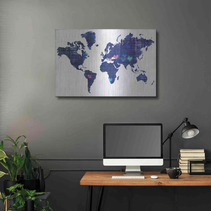 Luxe Metal Art 'Hearts World Map 3' by Irena Orlov, Metal Wall Art,36x24