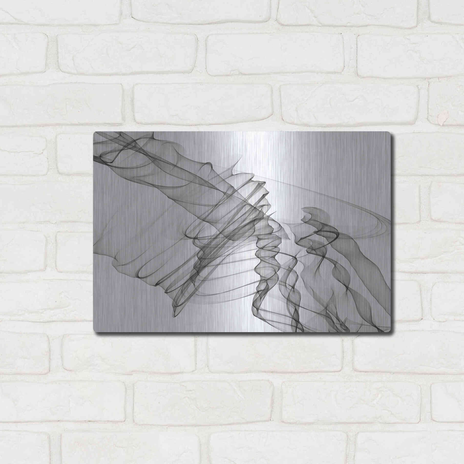 Luxe Metal Art 'Abstract Black and White 19-22-36' by Irena Orlov, Metal Wall Art,16x12