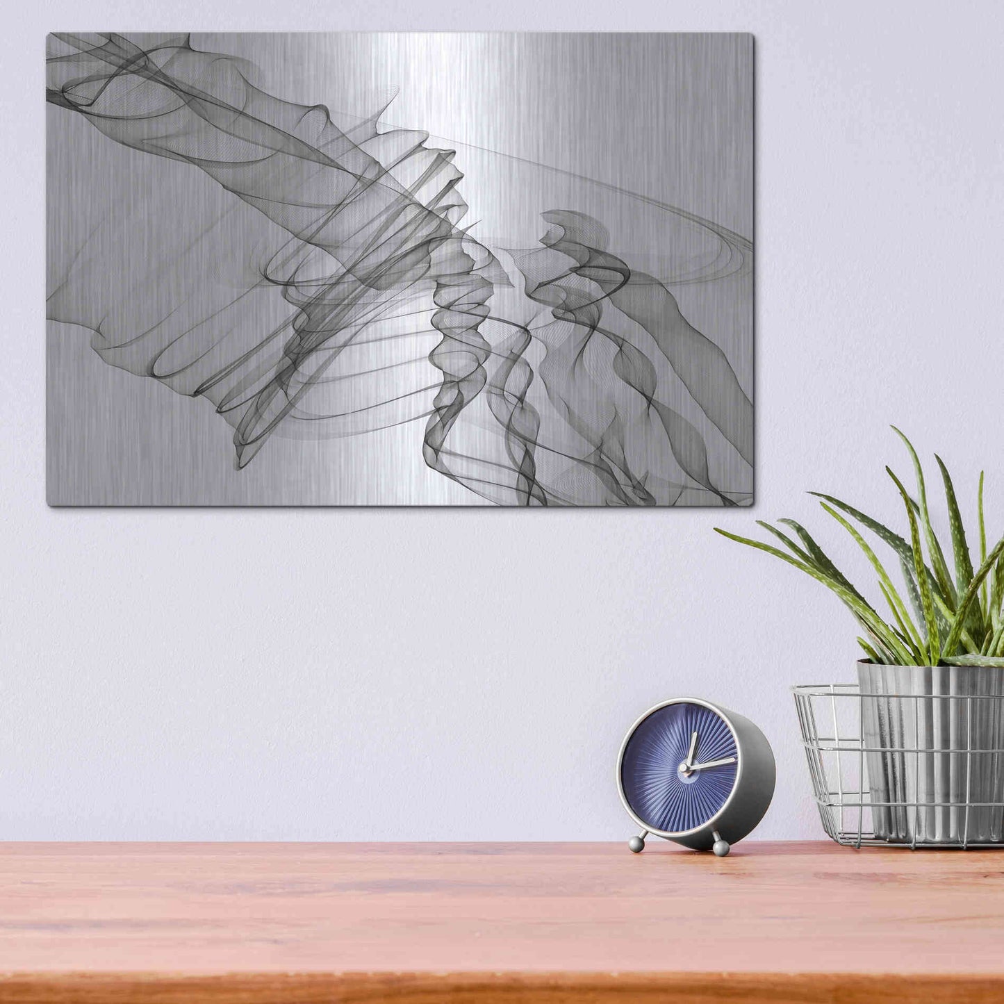 Luxe Metal Art 'Abstract Black and White 19-22-36' by Irena Orlov, Metal Wall Art,16x12
