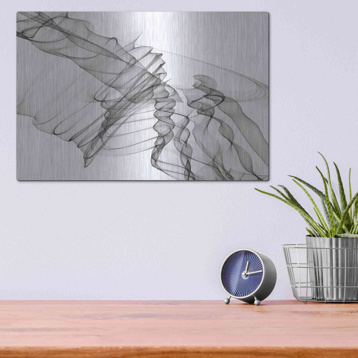 Luxe Metal Art 'Abstract Black and White 19-22-36' by Irena Orlov, Metal Wall Art,16x12