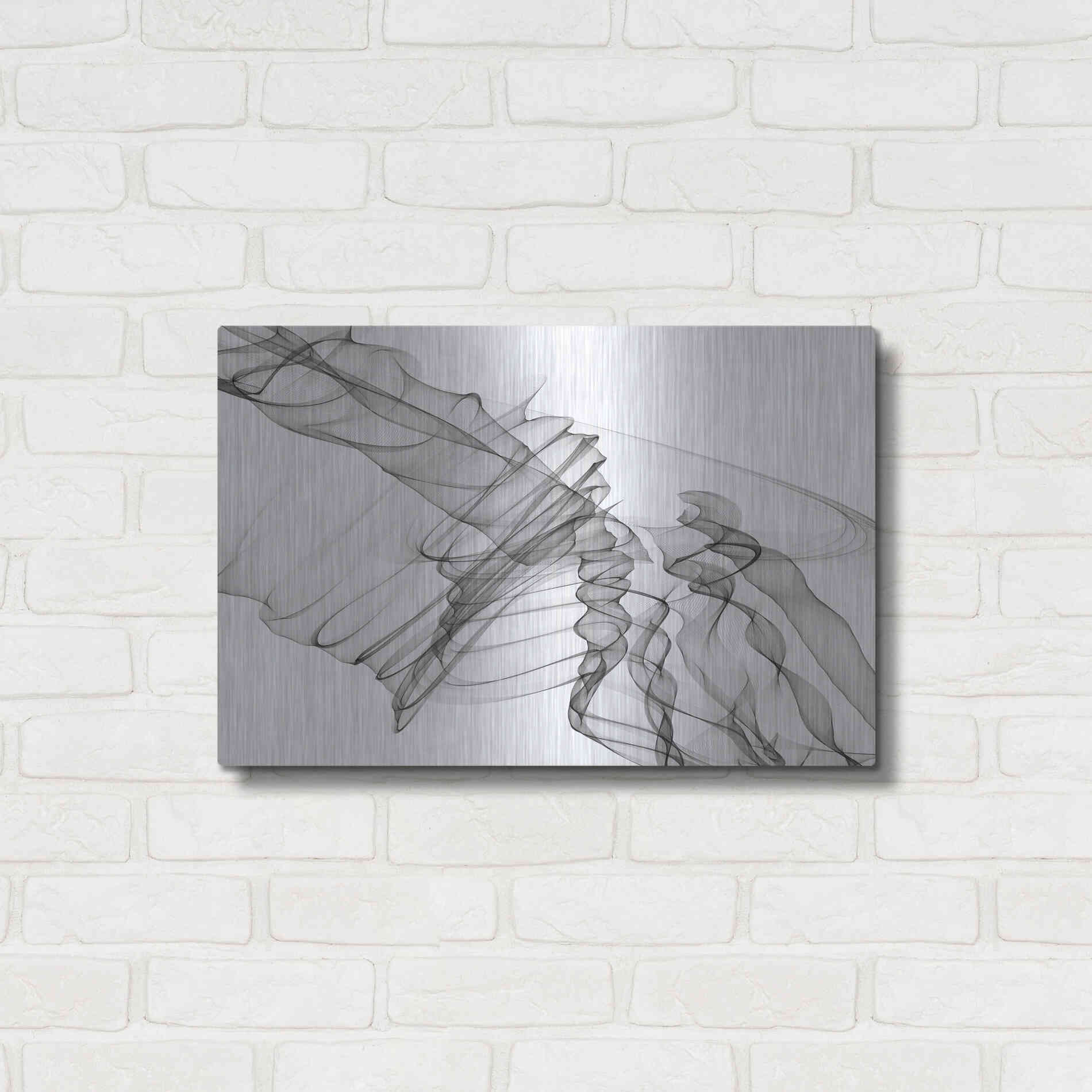 Luxe Metal Art 'Abstract Black and White 19-22-36' by Irena Orlov, Metal Wall Art,24x16