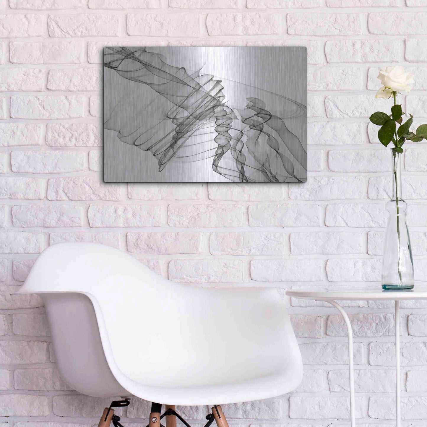 Luxe Metal Art 'Abstract Black and White 19-22-36' by Irena Orlov, Metal Wall Art,24x16