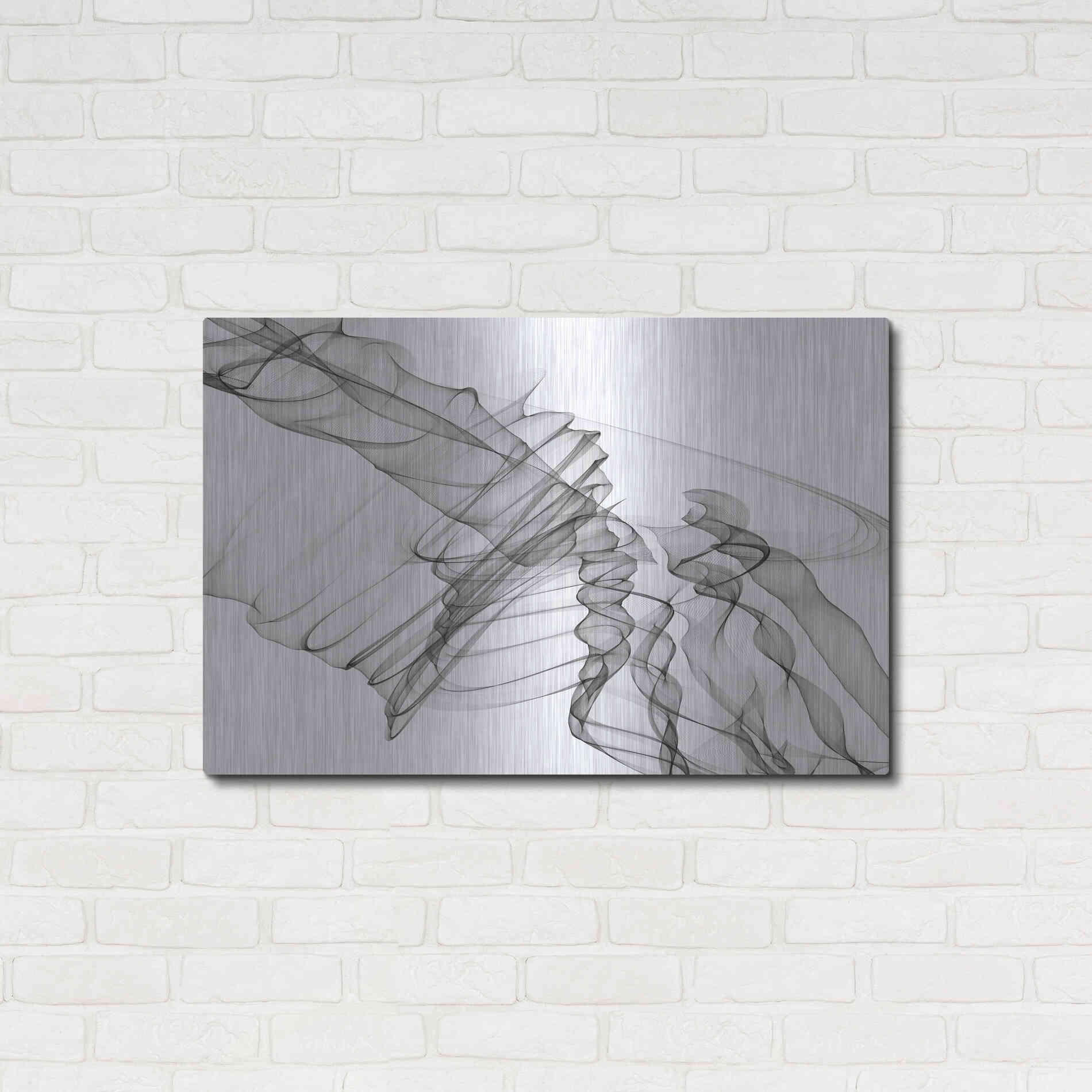 Luxe Metal Art 'Abstract Black and White 19-22-36' by Irena Orlov, Metal Wall Art,36x24