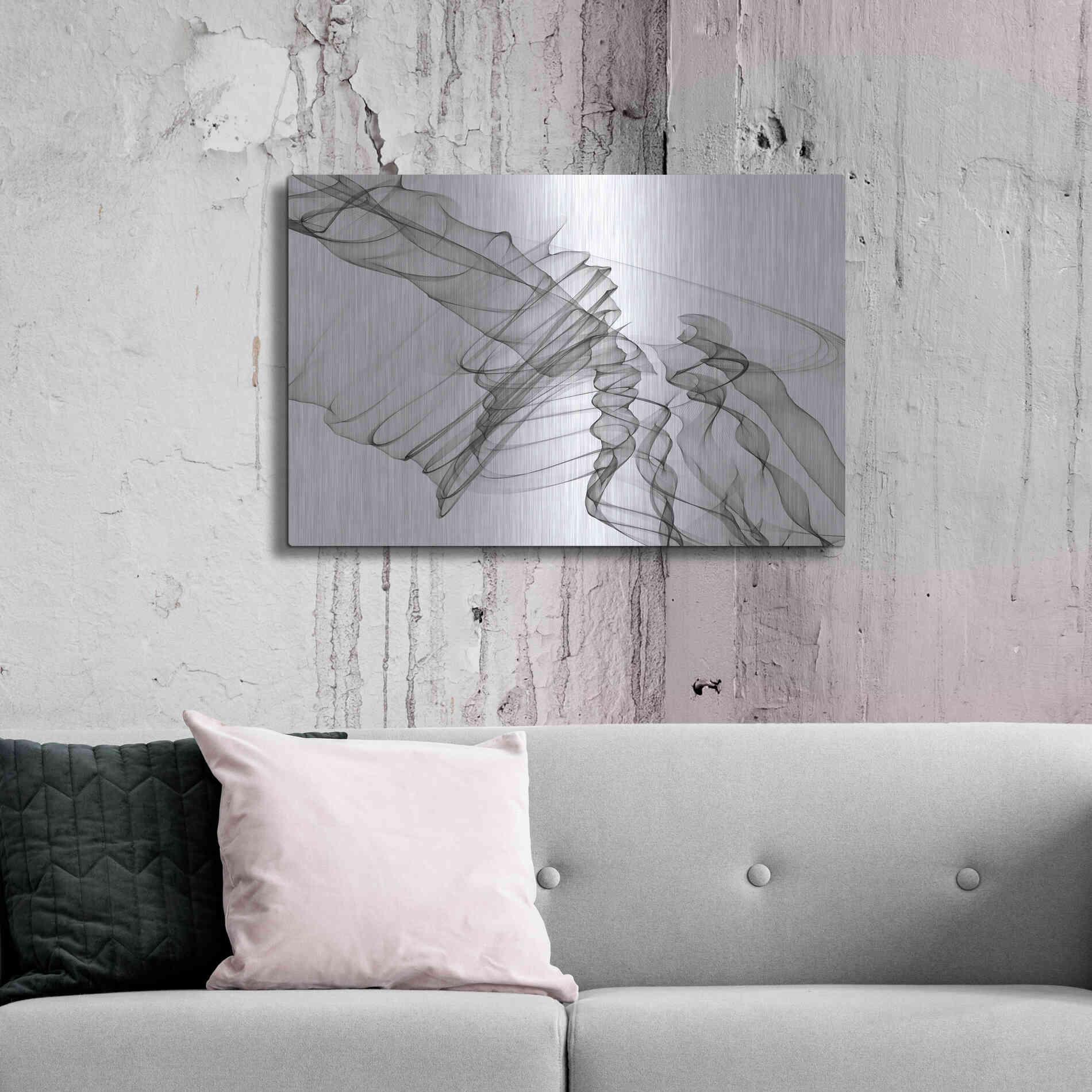 Luxe Metal Art 'Abstract Black and White 19-22-36' by Irena Orlov, Metal Wall Art,36x24