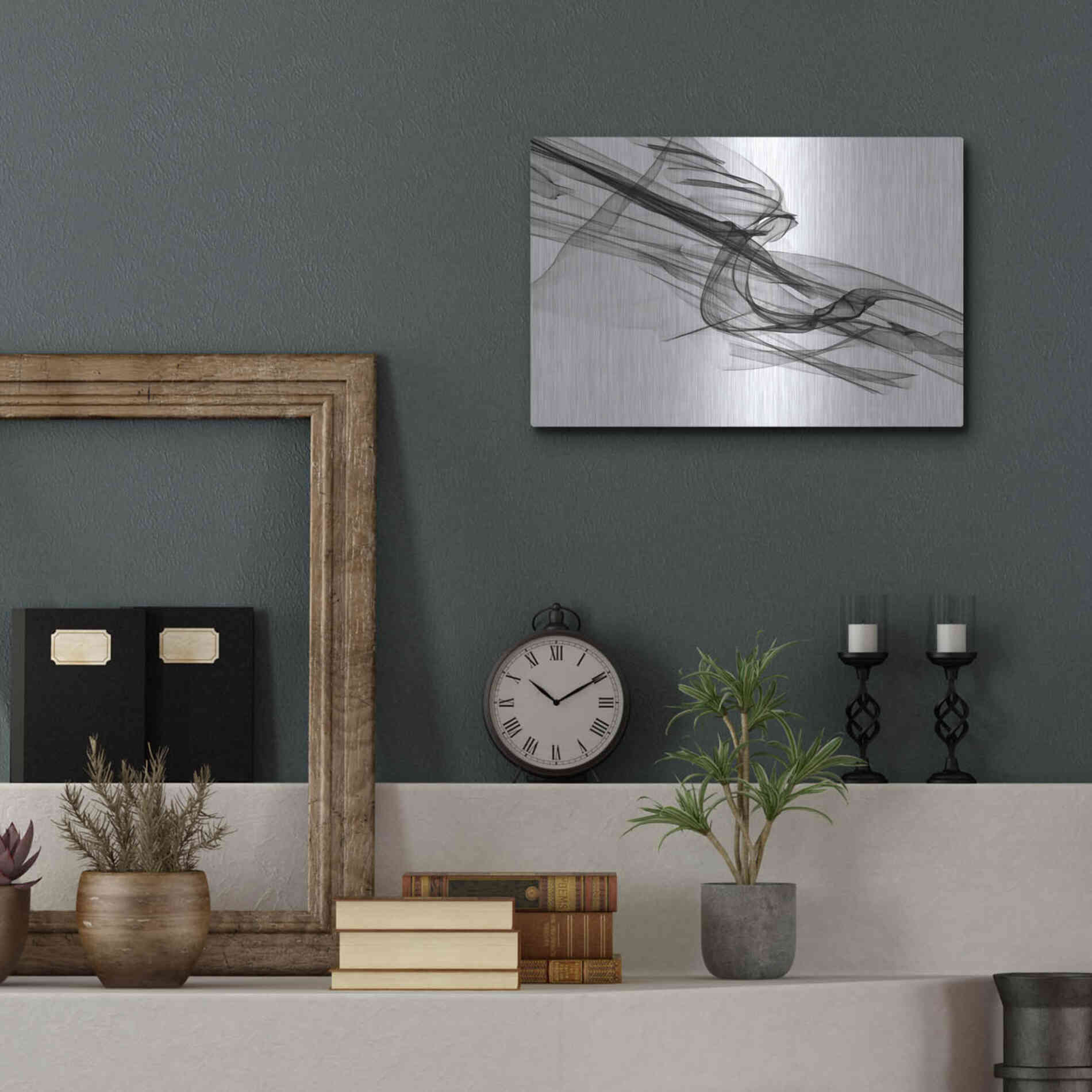 Luxe Metal Art 'Abstract Black and White 19-48' by Irena Orlov, Metal Wall Art,16x12