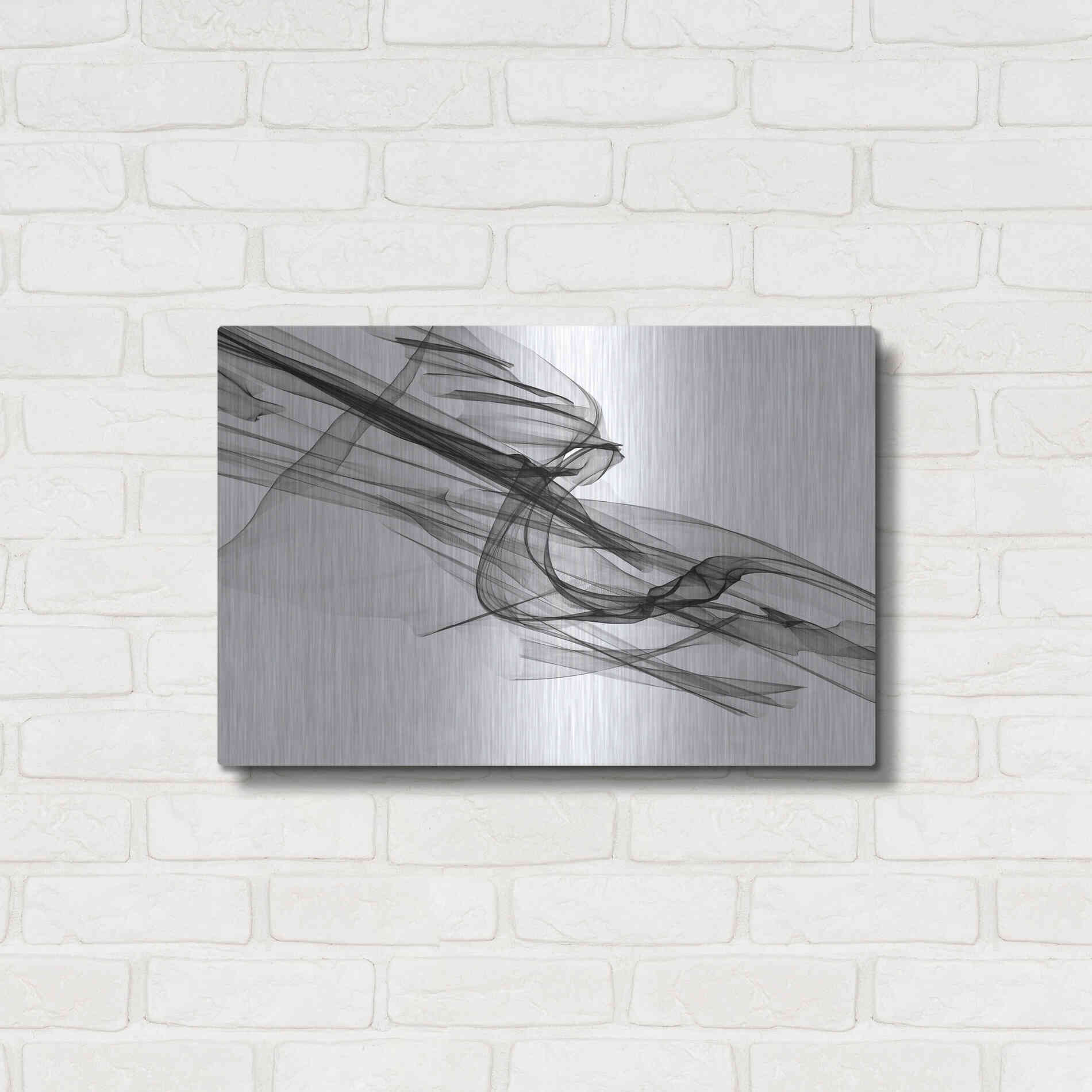 Luxe Metal Art 'Abstract Black and White 19-48' by Irena Orlov, Metal Wall Art,24x16
