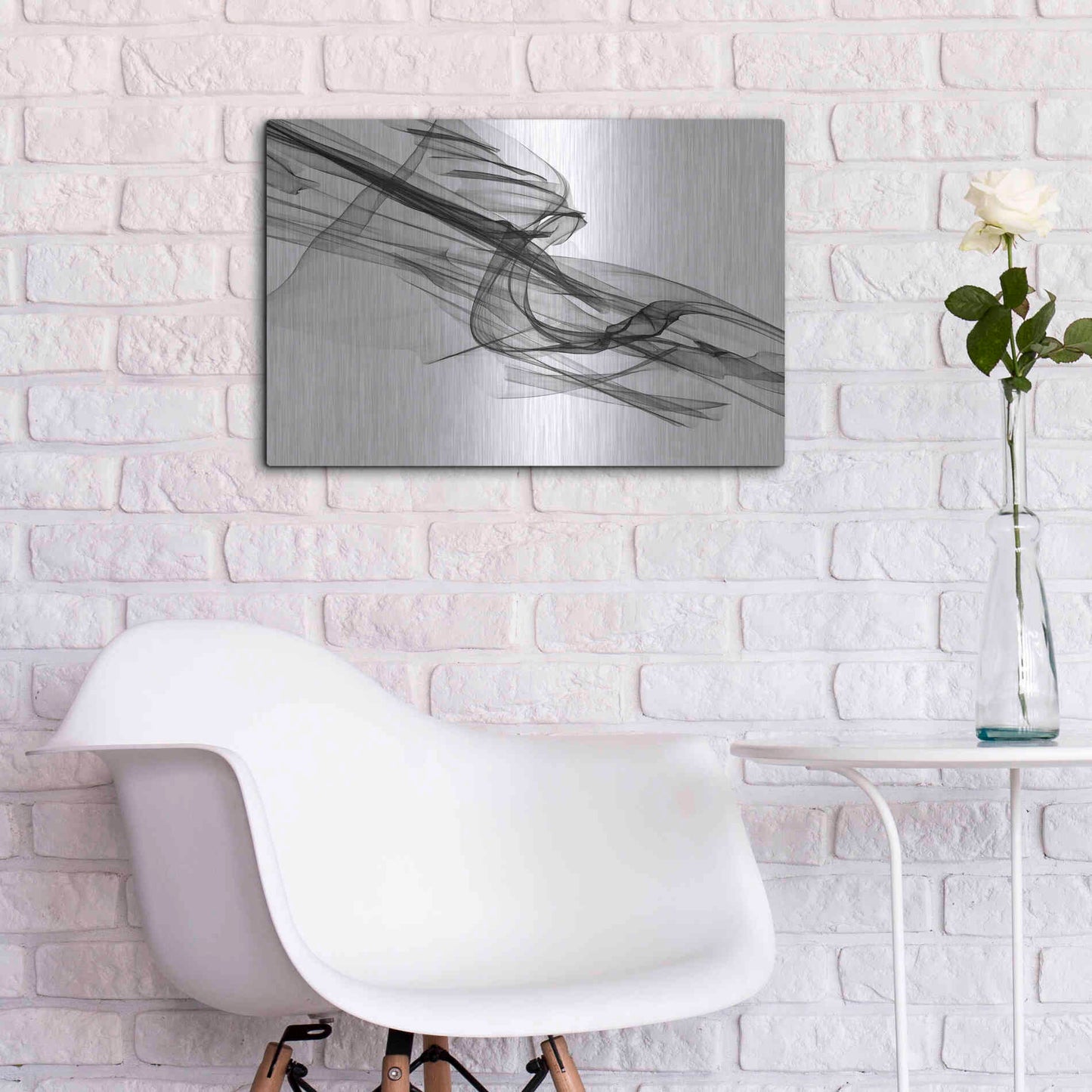 Luxe Metal Art 'Abstract Black and White 19-48' by Irena Orlov, Metal Wall Art,24x16