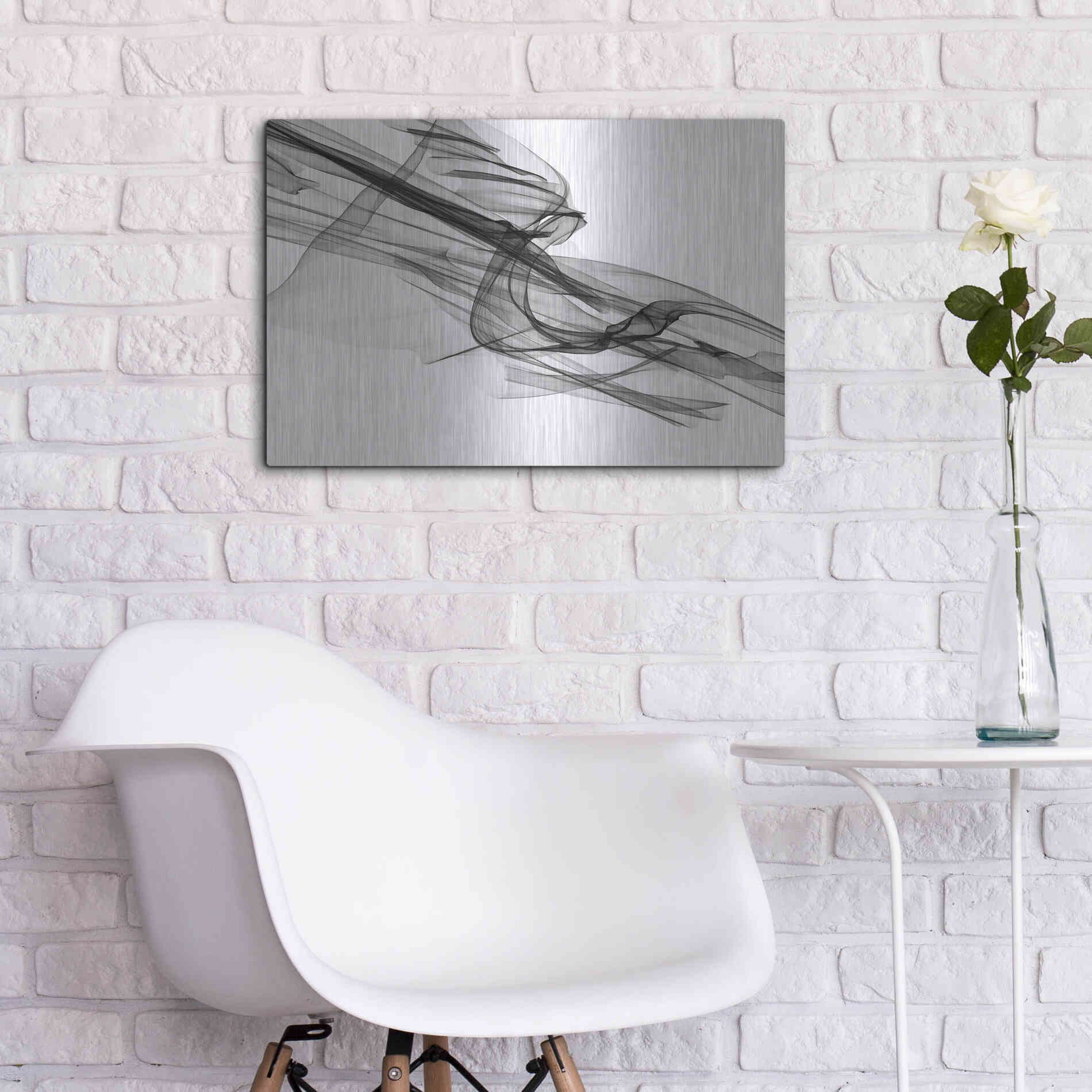 Luxe Metal Art 'Abstract Black and White 19-48' by Irena Orlov, Metal Wall Art,24x16