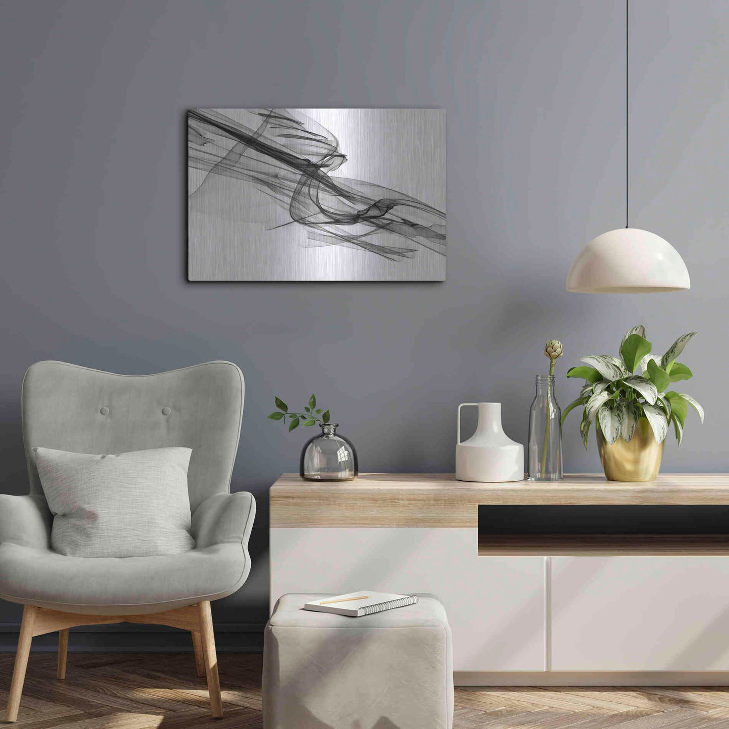 Luxe Metal Art 'Abstract Black and White 19-48' by Irena Orlov, Metal Wall Art,24x16