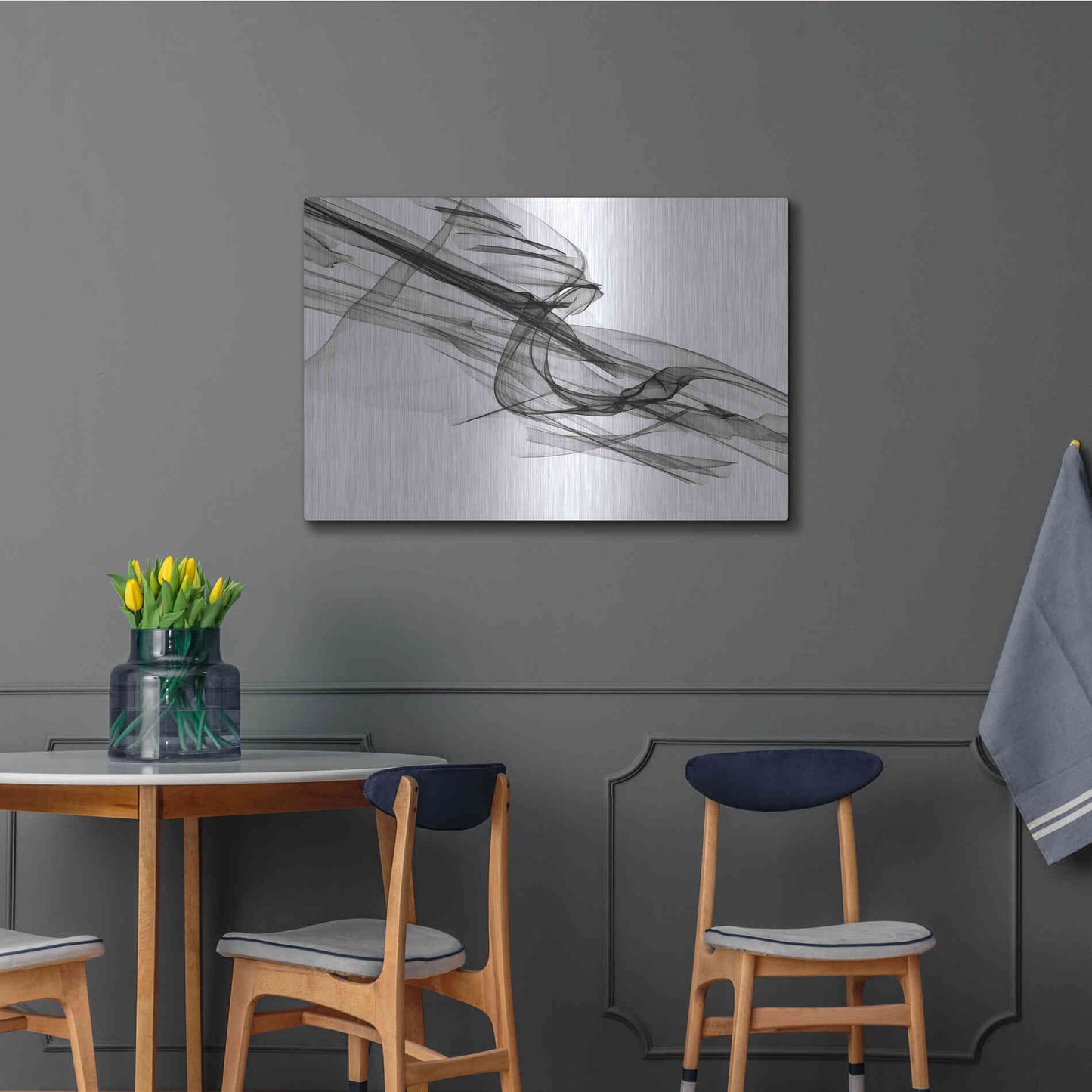 Luxe Metal Art 'Abstract Black and White 19-48' by Irena Orlov, Metal Wall Art,36x24