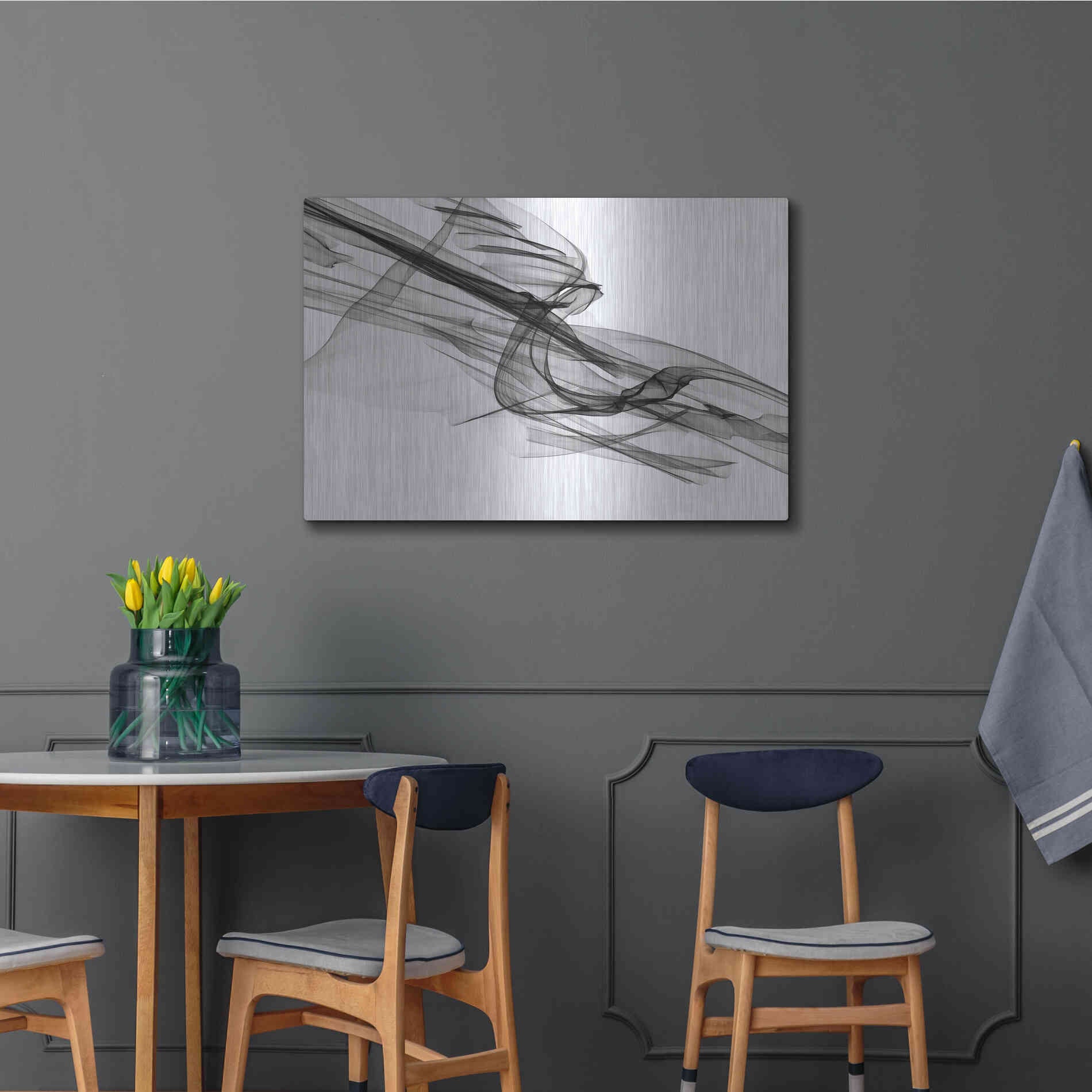 Luxe Metal Art 'Abstract Black and White 19-48' by Irena Orlov, Metal Wall Art,36x24