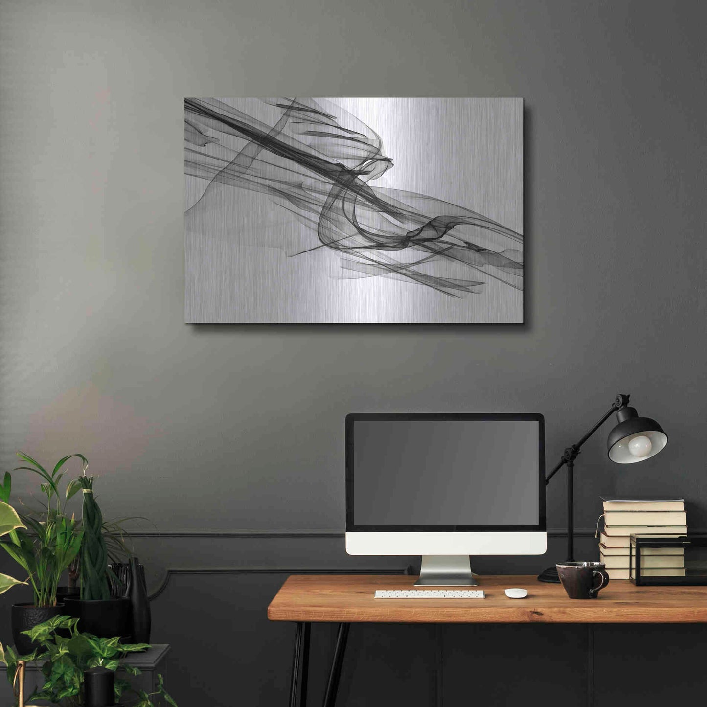 Luxe Metal Art 'Abstract Black and White 19-48' by Irena Orlov, Metal Wall Art,36x24