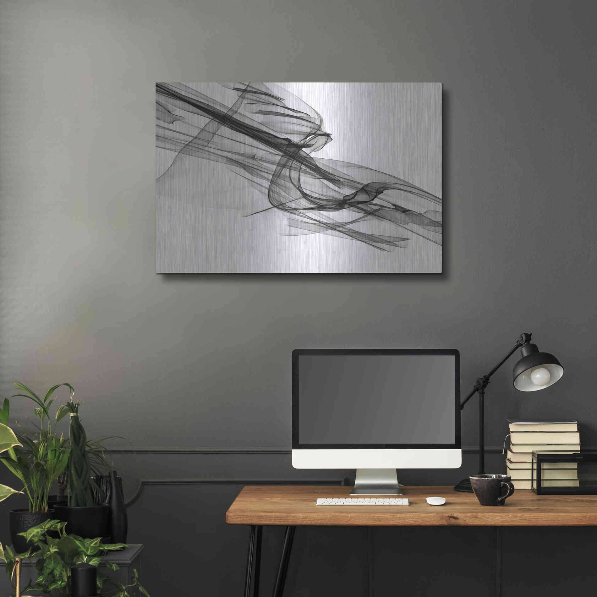 Luxe Metal Art 'Abstract Black and White 19-48' by Irena Orlov, Metal Wall Art,36x24